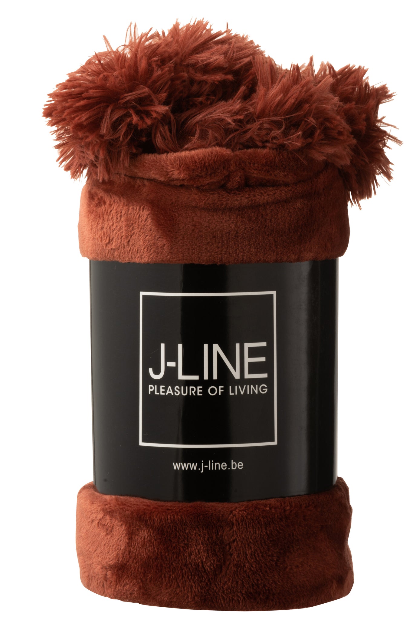 plaid Pompom Polyester Marsala - J-LINE