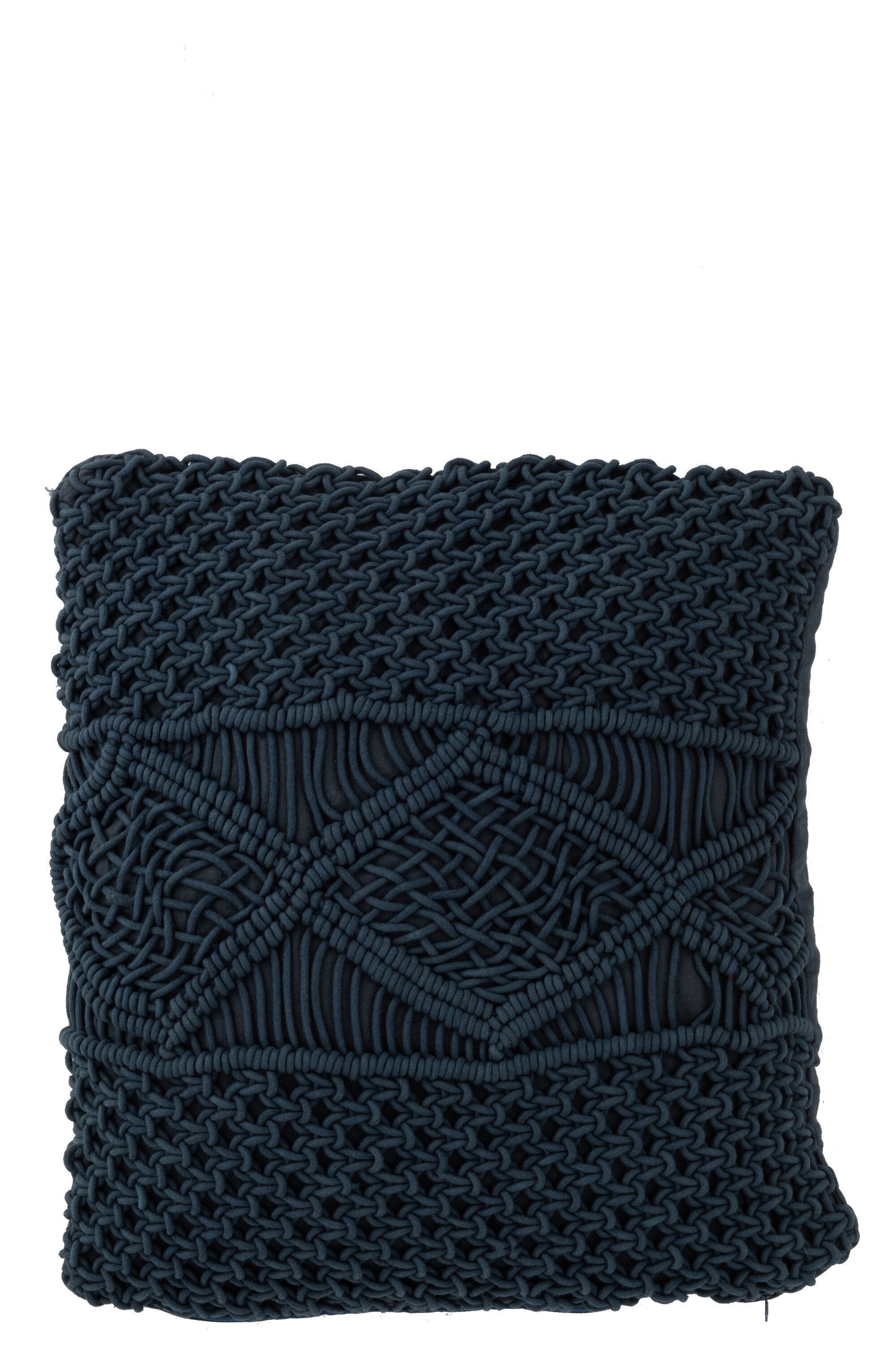 Kussen Macramé Katoen Blauw - J-LINE