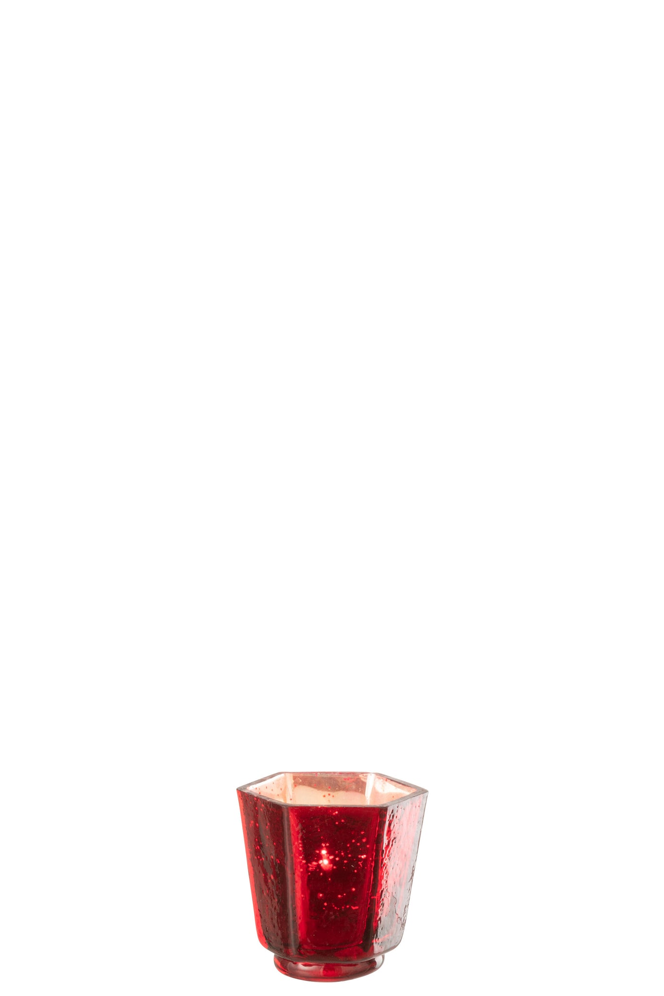 Theelichthouder Heptagoon Glas Rood - J-LINE
