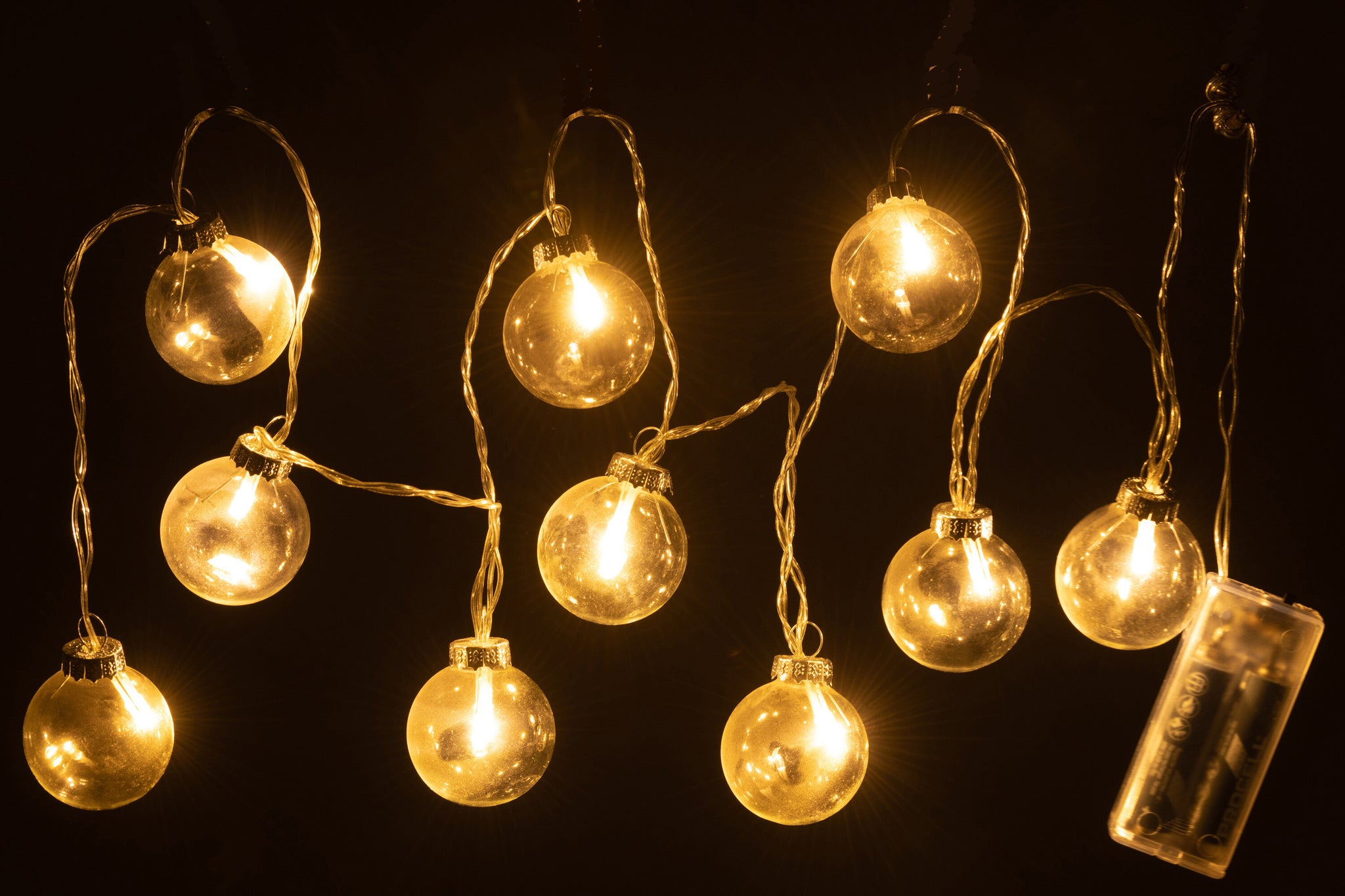 Garland 10 Ballen + Led Glas Glad Transparant - J-LINE