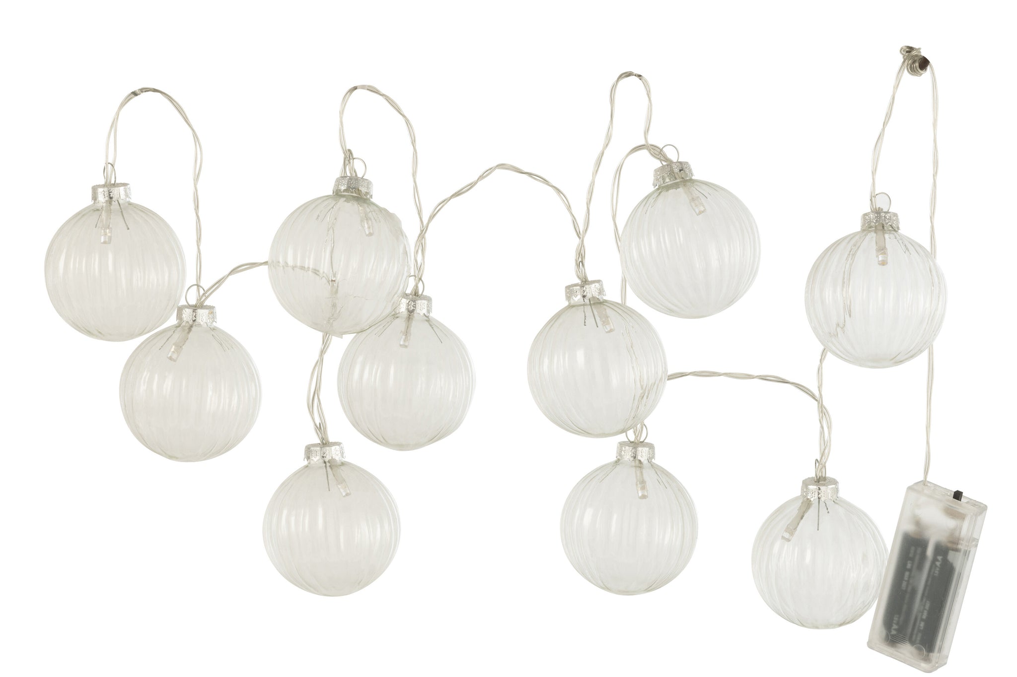 Garland 10 Ballen + Led Glas Geribbeld Transparant - J-LINE