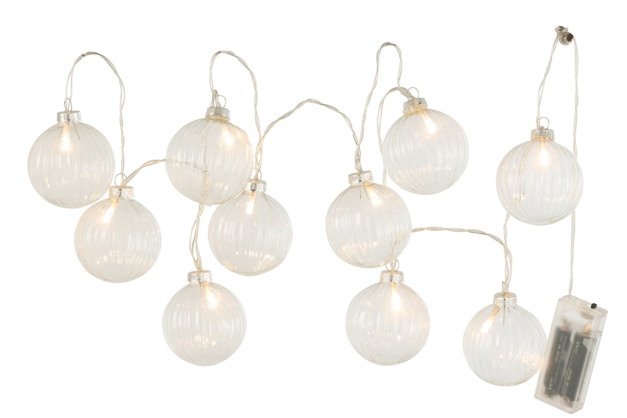Garland 10 Ballen + Led Glas Geribbeld Transparant - J-LINE