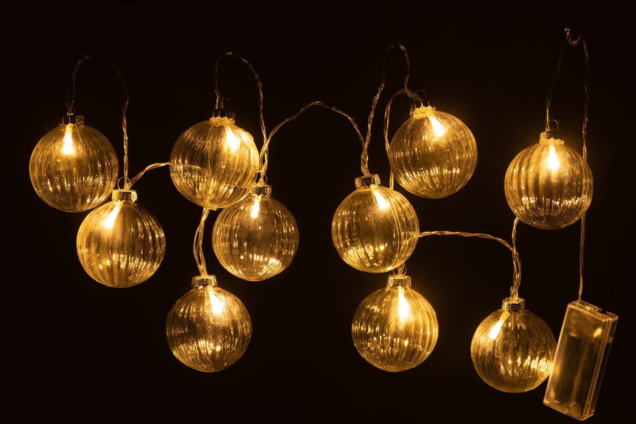 Garland 10 Ballen + Led Glas Geribbeld Transparant - J-LINE