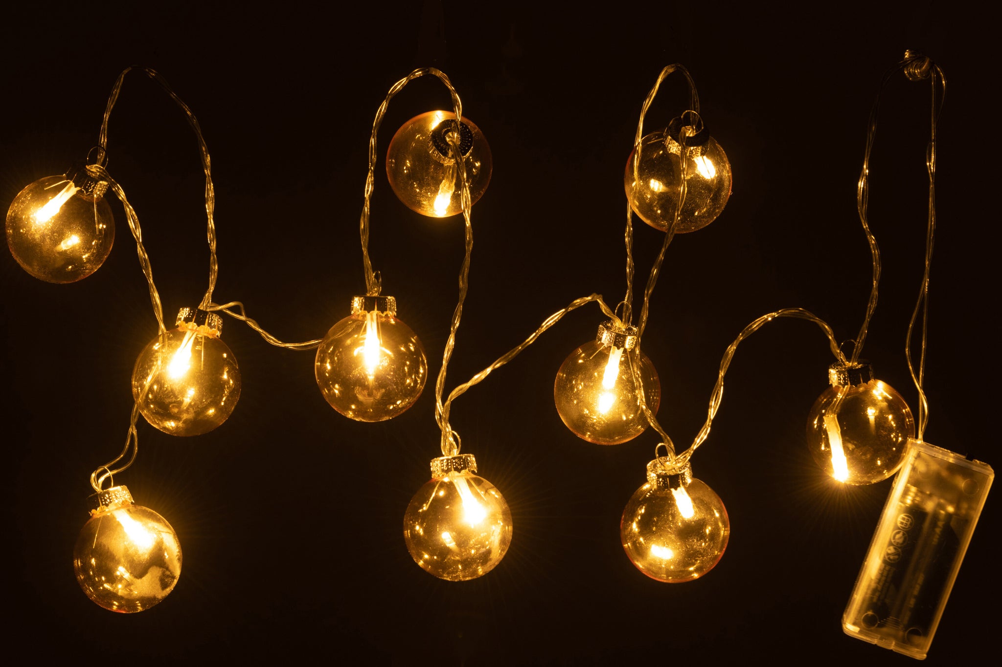 Garland 10 Ballen + Led Glas Glad Geel - J-LINE