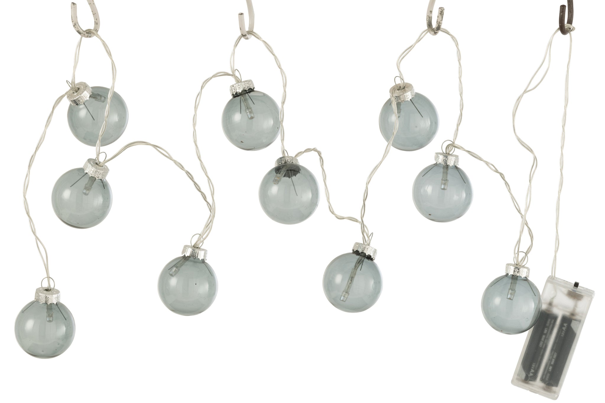 Guirlande 10 ballen + Led glas glad donkergrijs - J-LINE