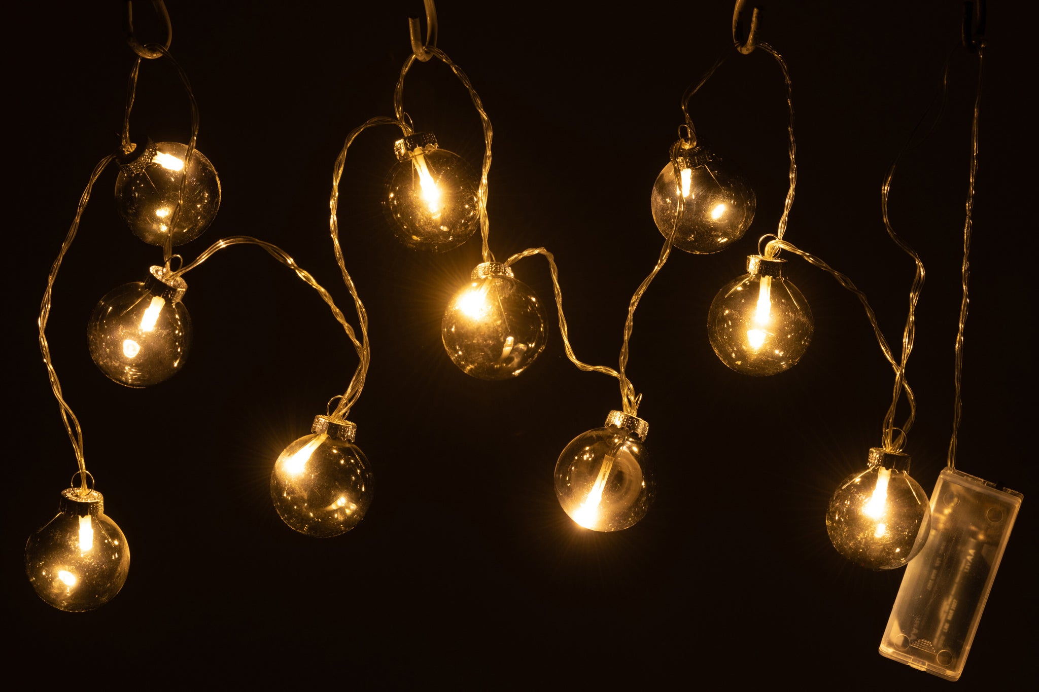 Guirlande 10 ballen + Led glas glad donkergrijs - J-LINE