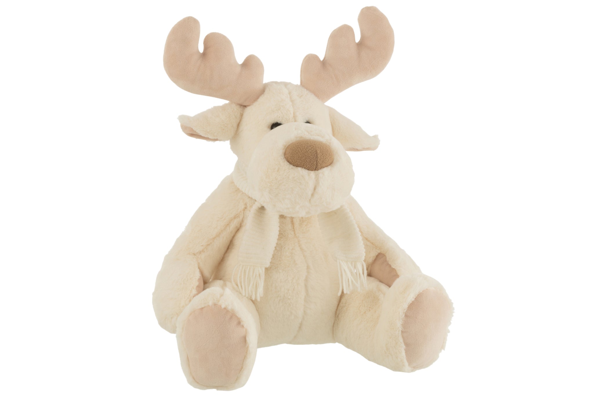 Rendier+sjaal Zittend Textiel Wit/Beige L - J-LINE