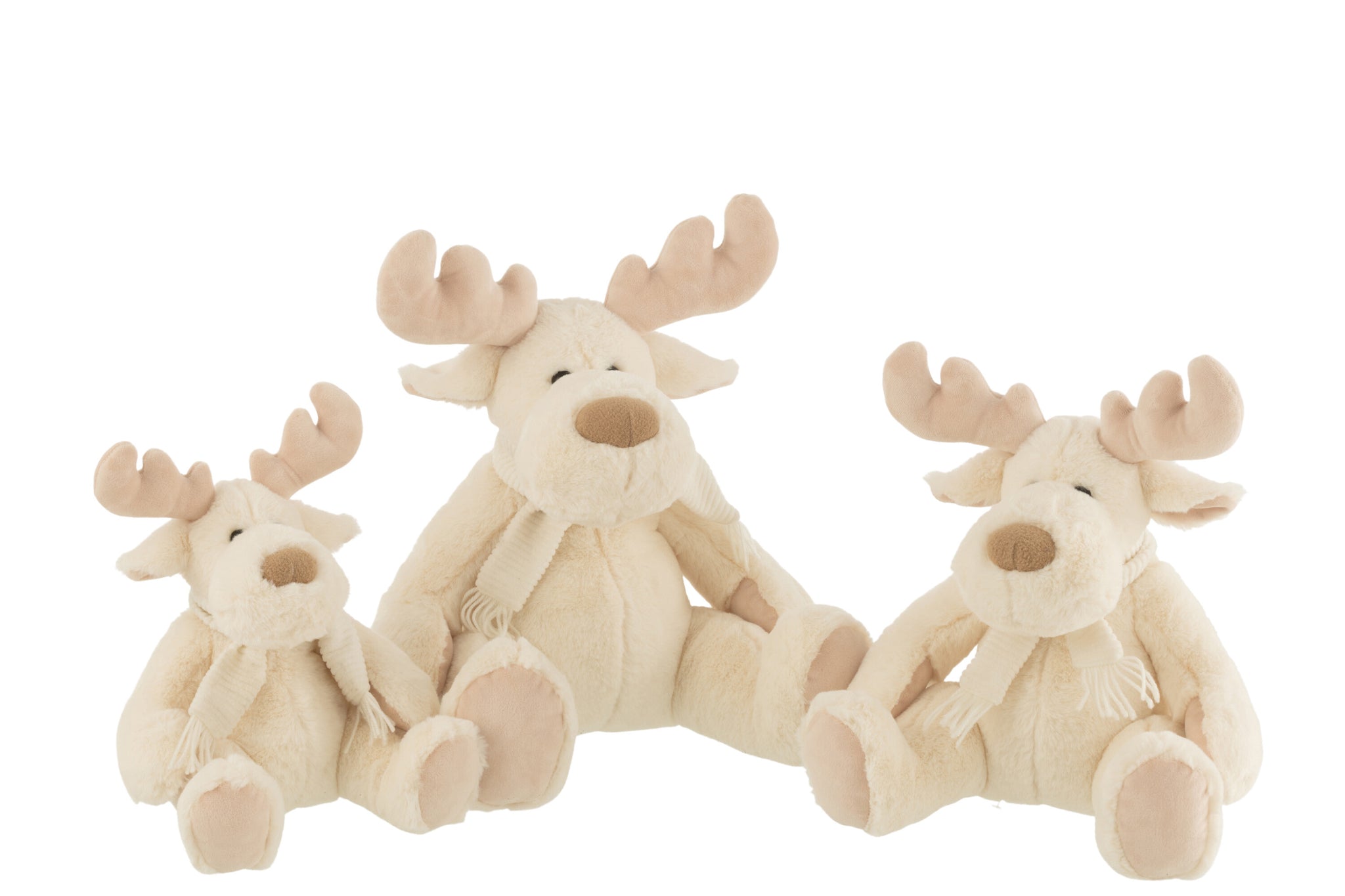 Rendier+sjaal Zittend Textiel Wit/Beige L - J-LINE