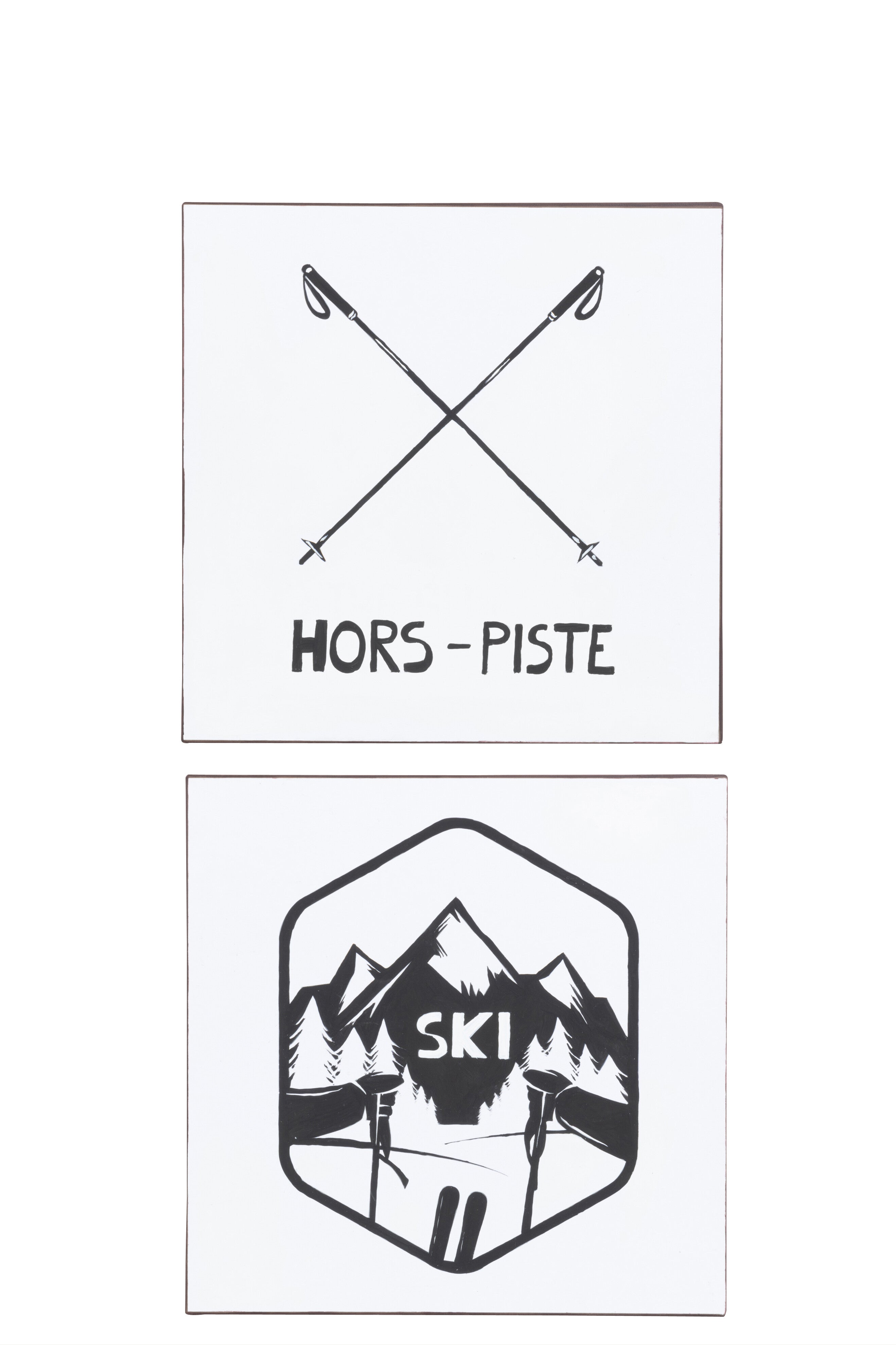 Tekstbord Ski Metaal Wit/Zwart - J-LINE