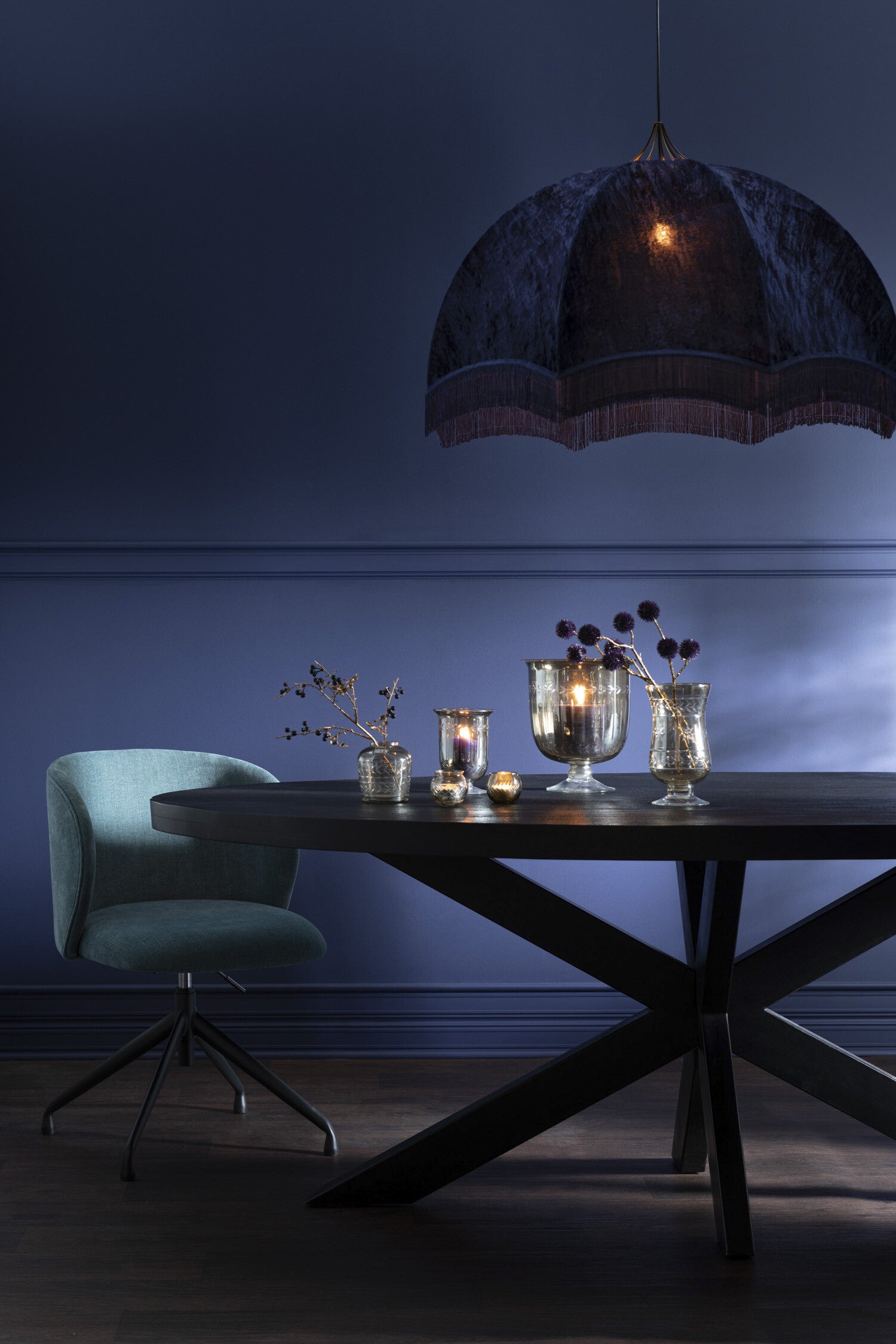 Hanglamp Fluweel/Katoen Paars - J-LINE