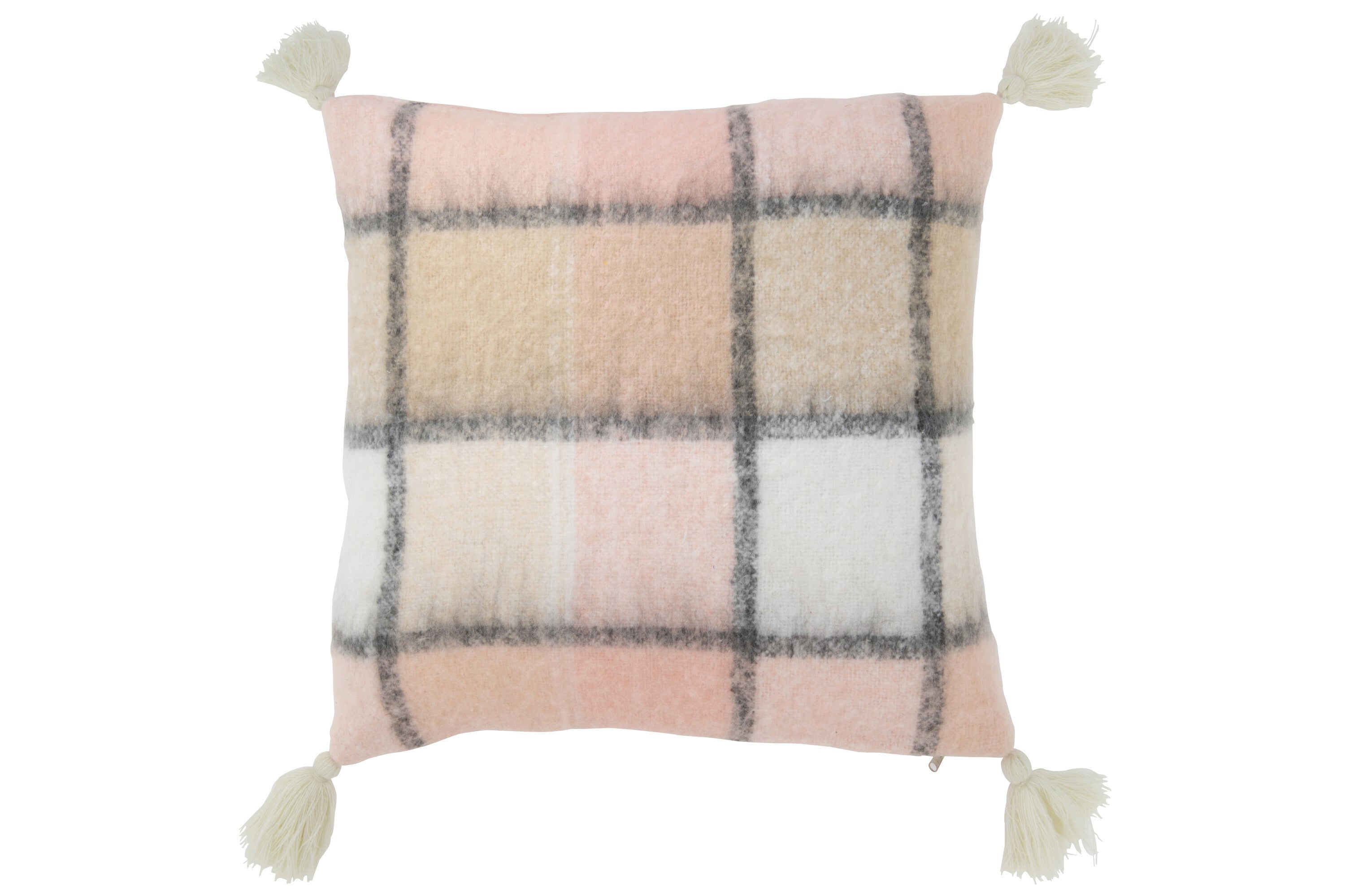 Kussen Tegels Polyester Beige/Roze - J-LINE