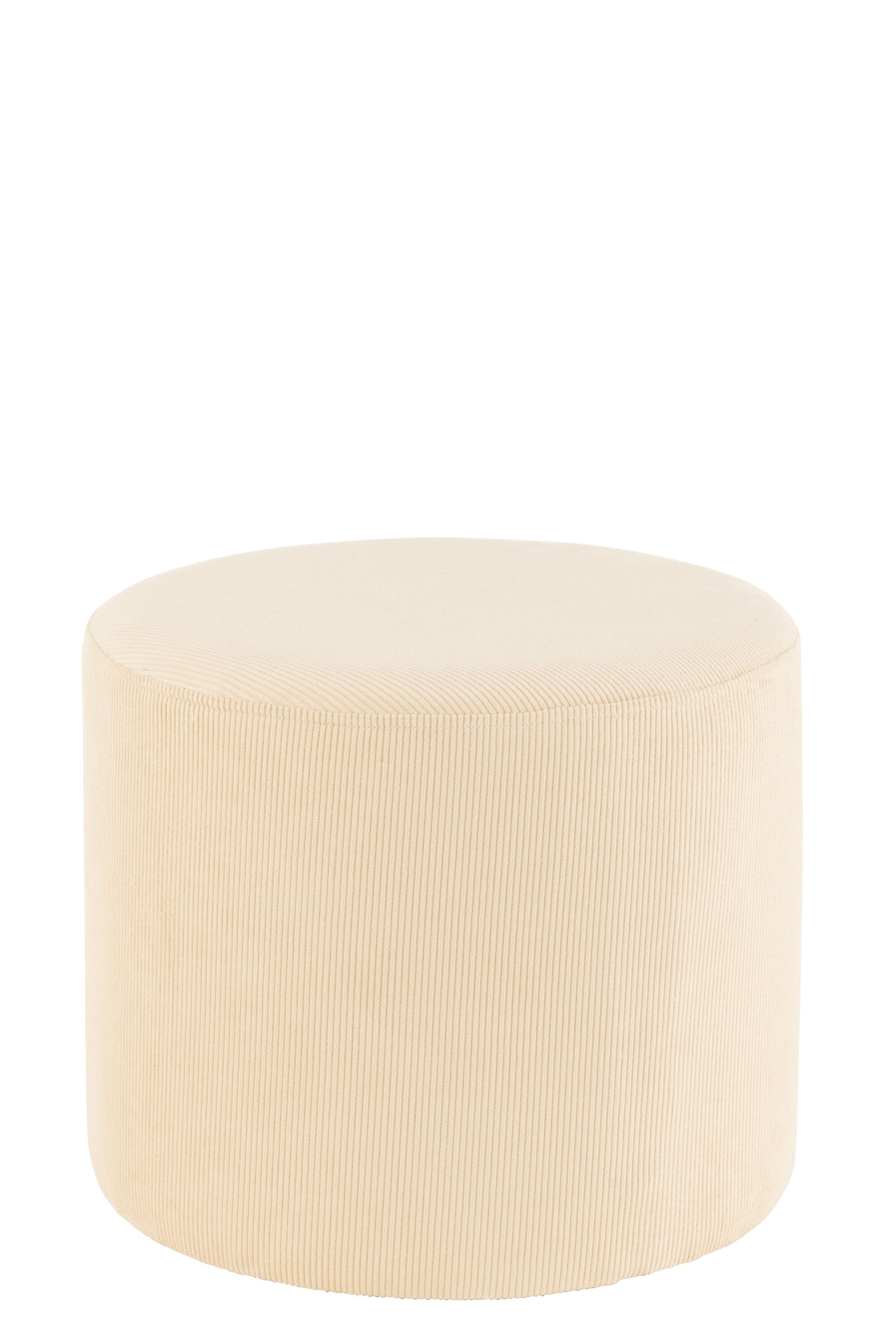 Poef ribfluweel roomkleurig - J-LINE