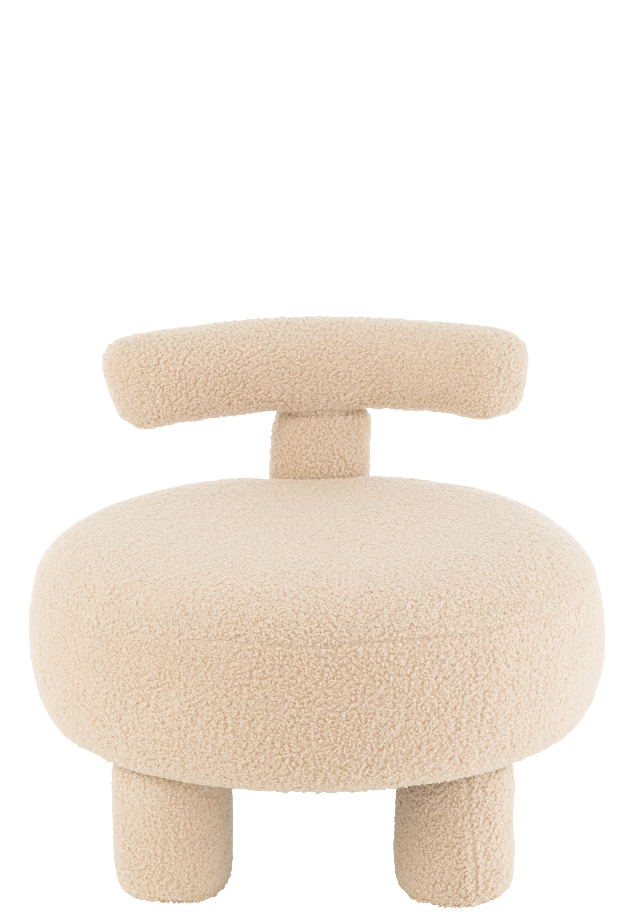 Krukje rond met stoelleuning Bouclé Warm Beige - J-LINE