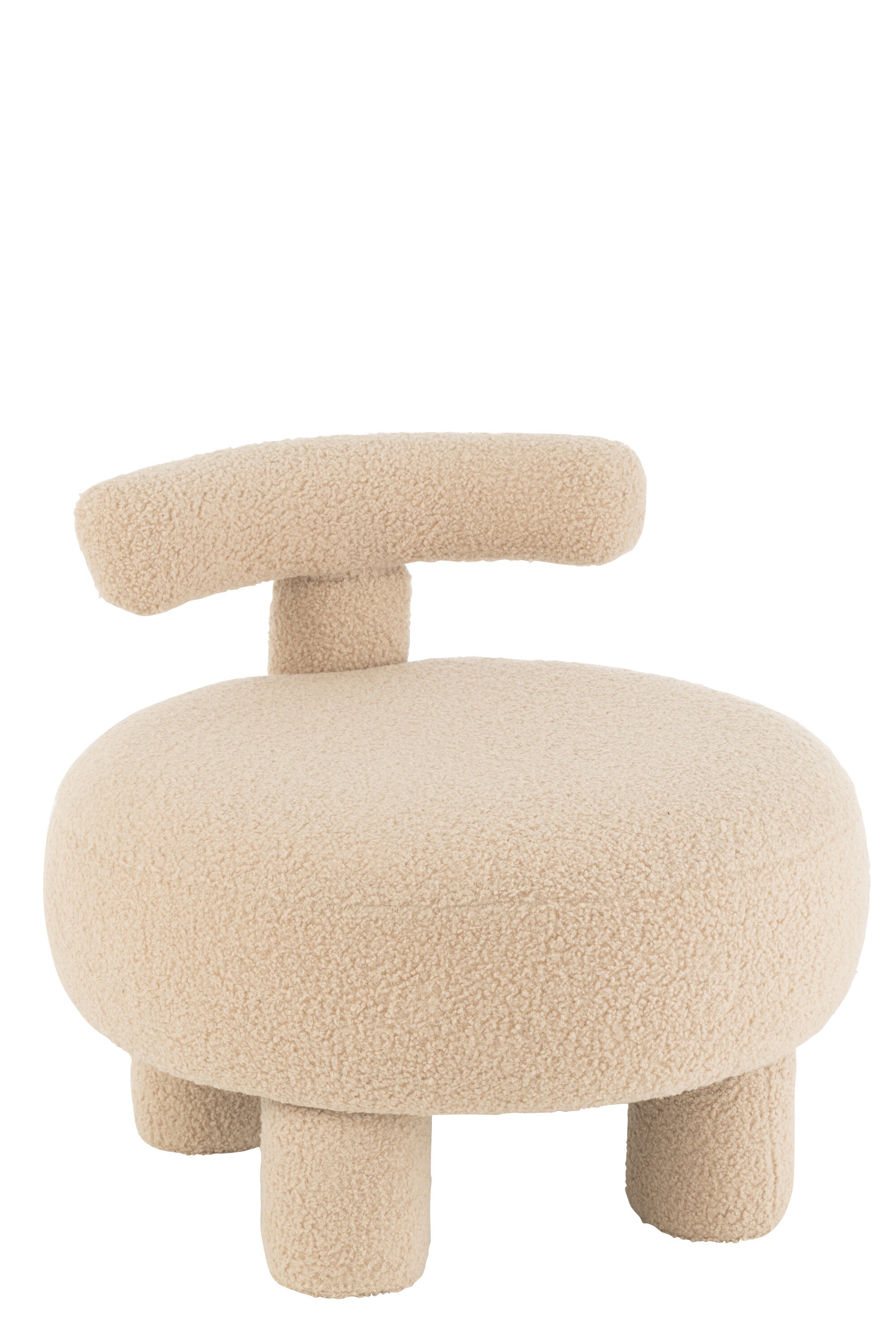 Krukje rond met stoelleuning Bouclé Warm Beige - J-LINE