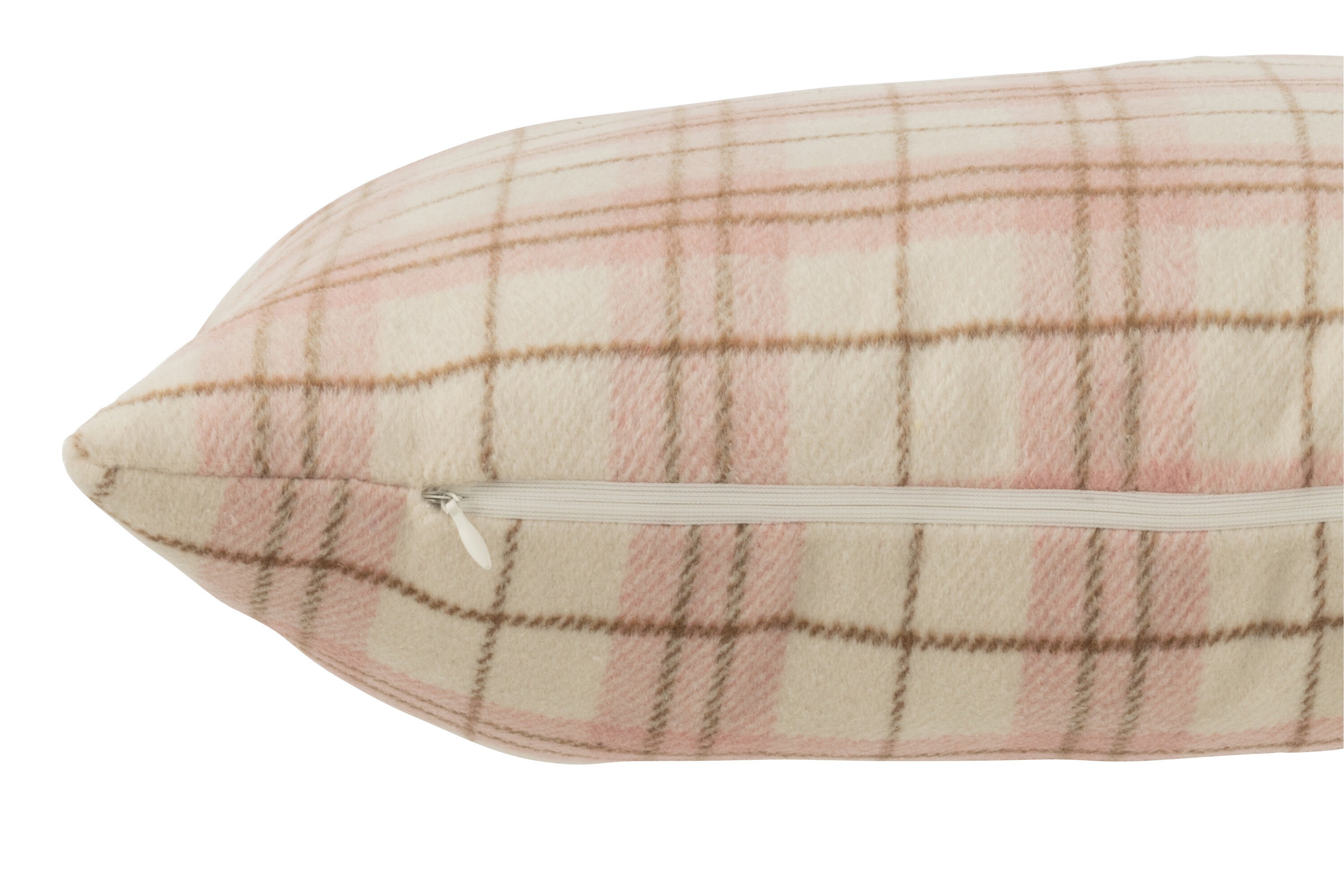 Kussen Geruit Textiel Wit/Roze - J-LINE