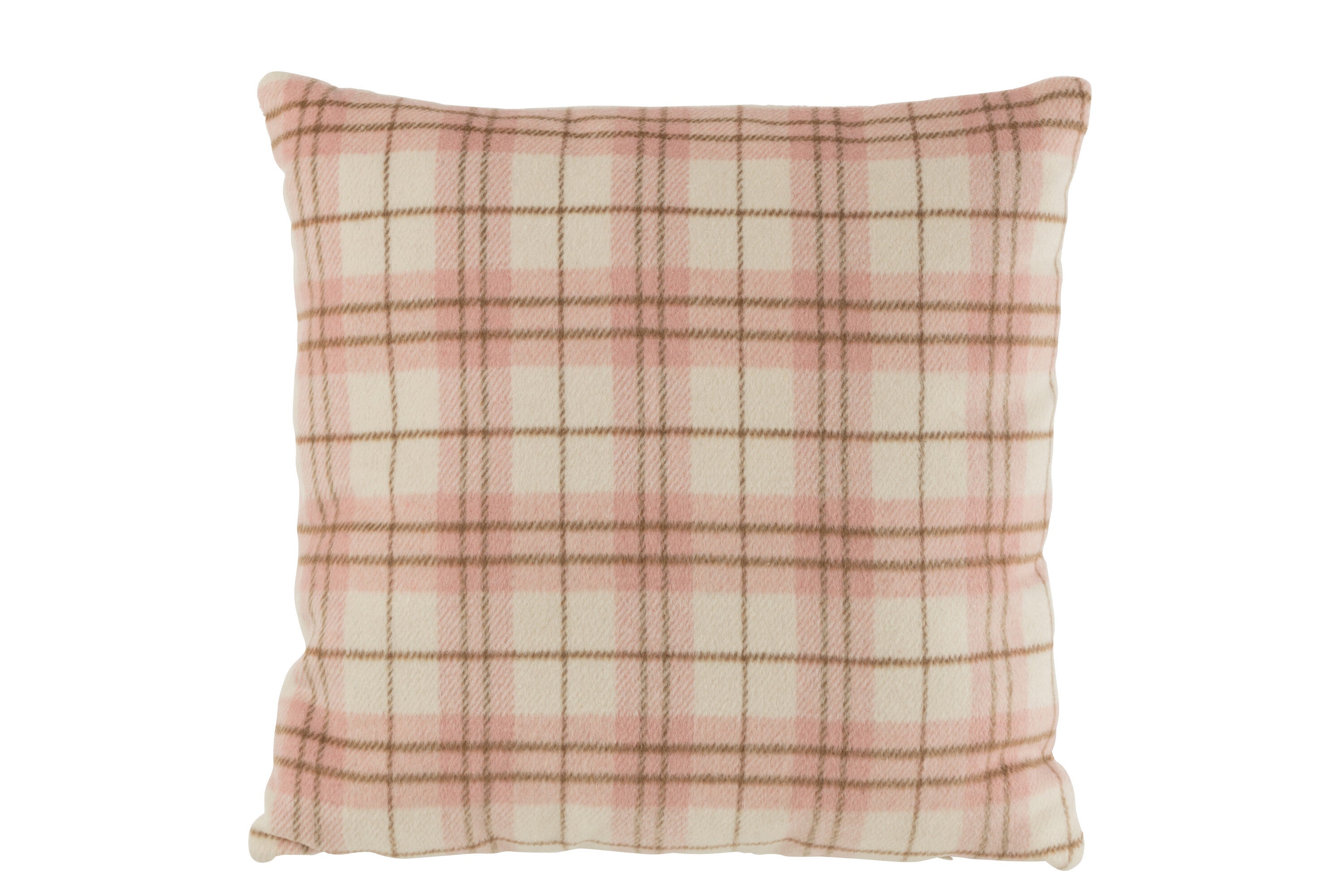 Kussen Geruit Textiel Wit/Roze - J-LINE
