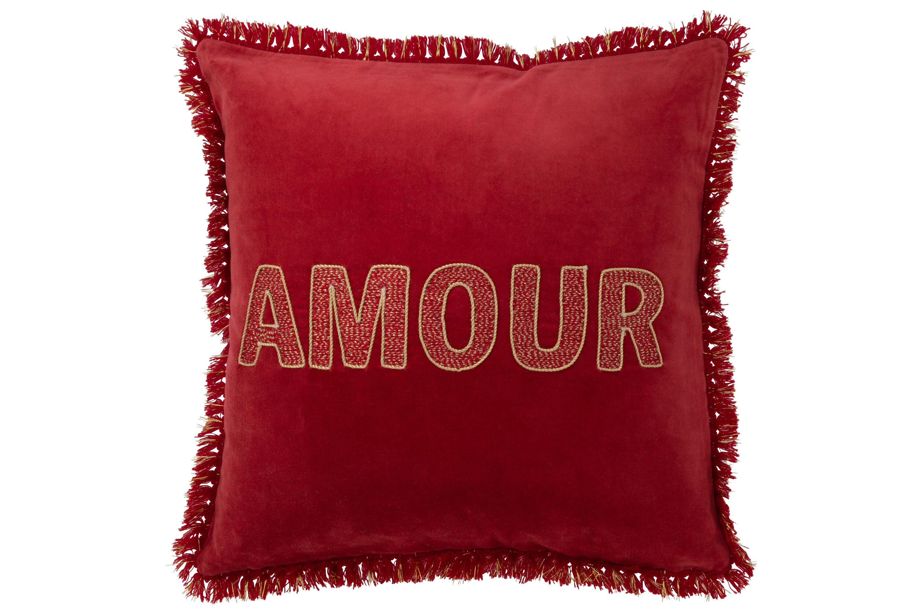 Kussen Amour Textiel Rood/Goud - J-LINE