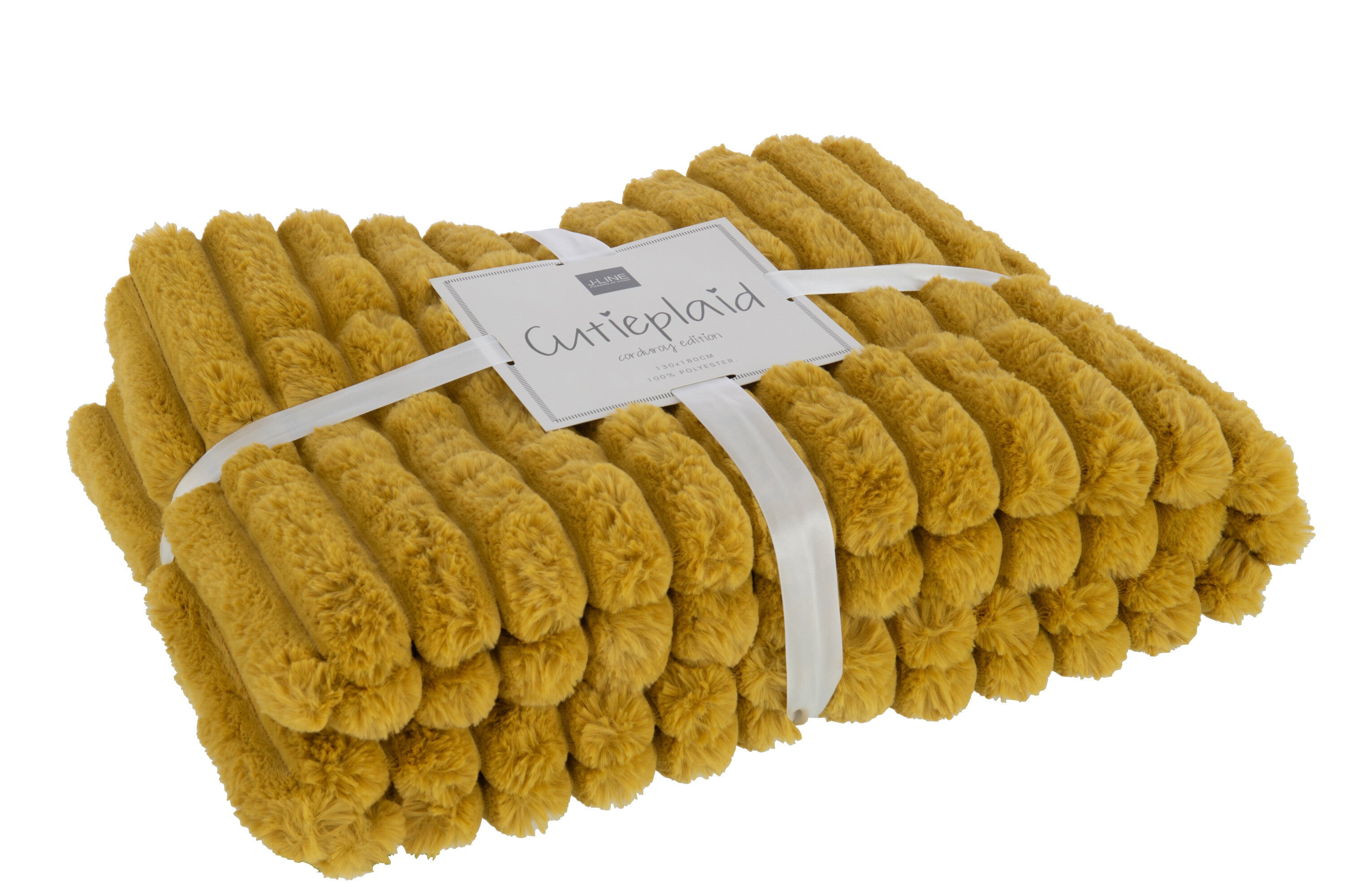 Plaid velours côtelé polyester ocre - J-LINE