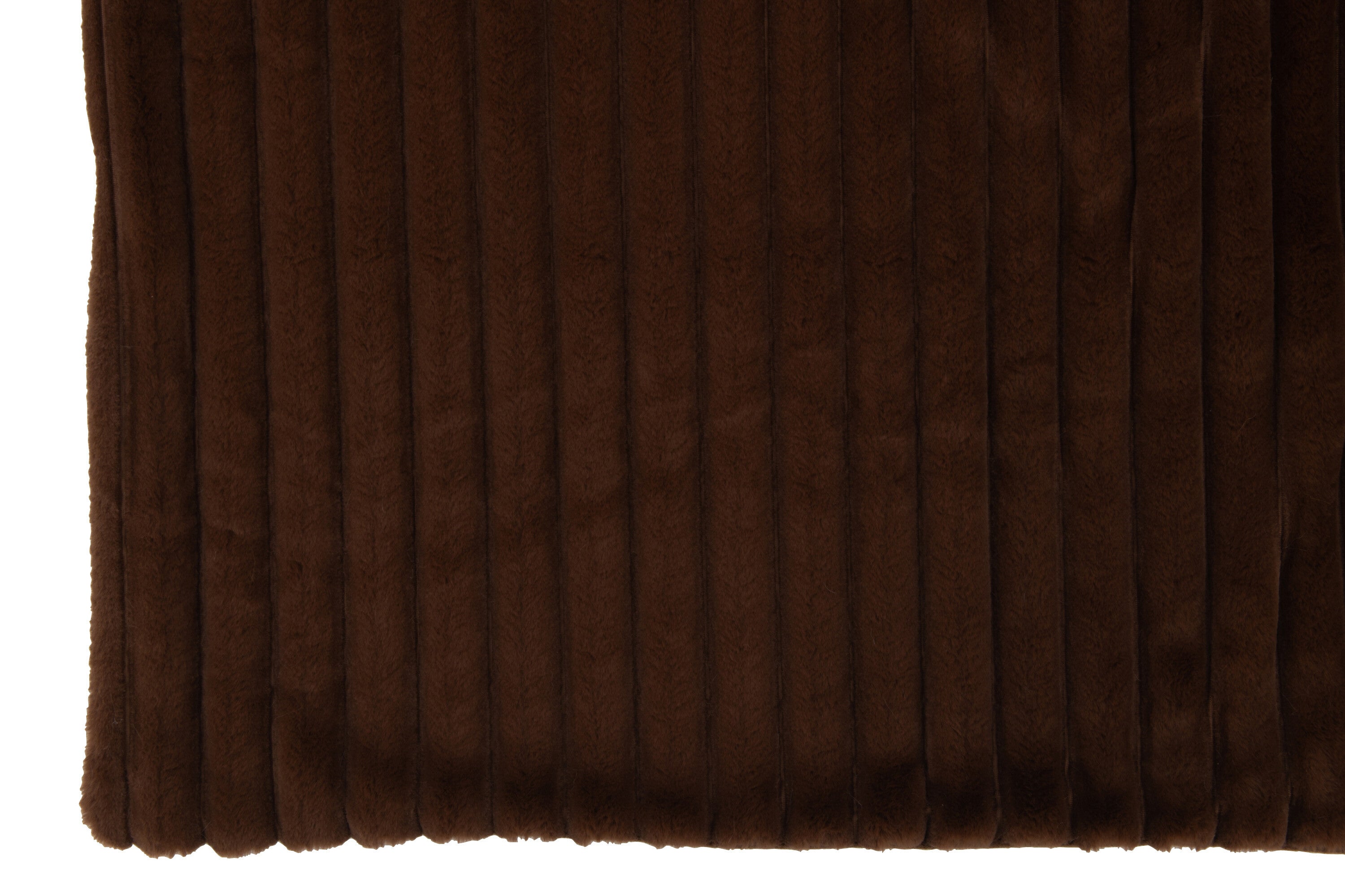 Plaid côtelé velours polyester chocolat - J-LINE