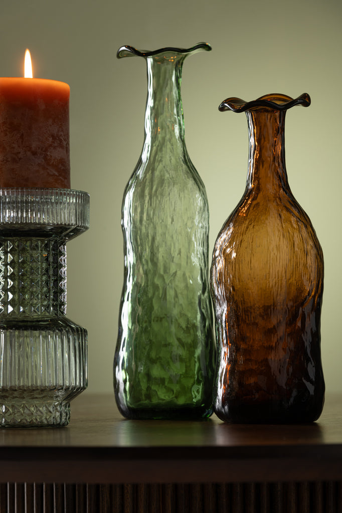 Vase fleuri en verre vert M - J-LINE