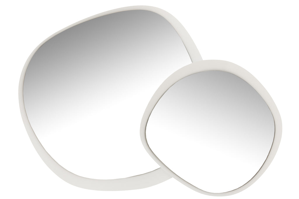 Wandspiegel rond metaal/glas wit L - J-LINE