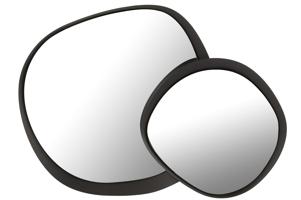 Wandspiegel rond metaal/glas zwart L - J-LINE
