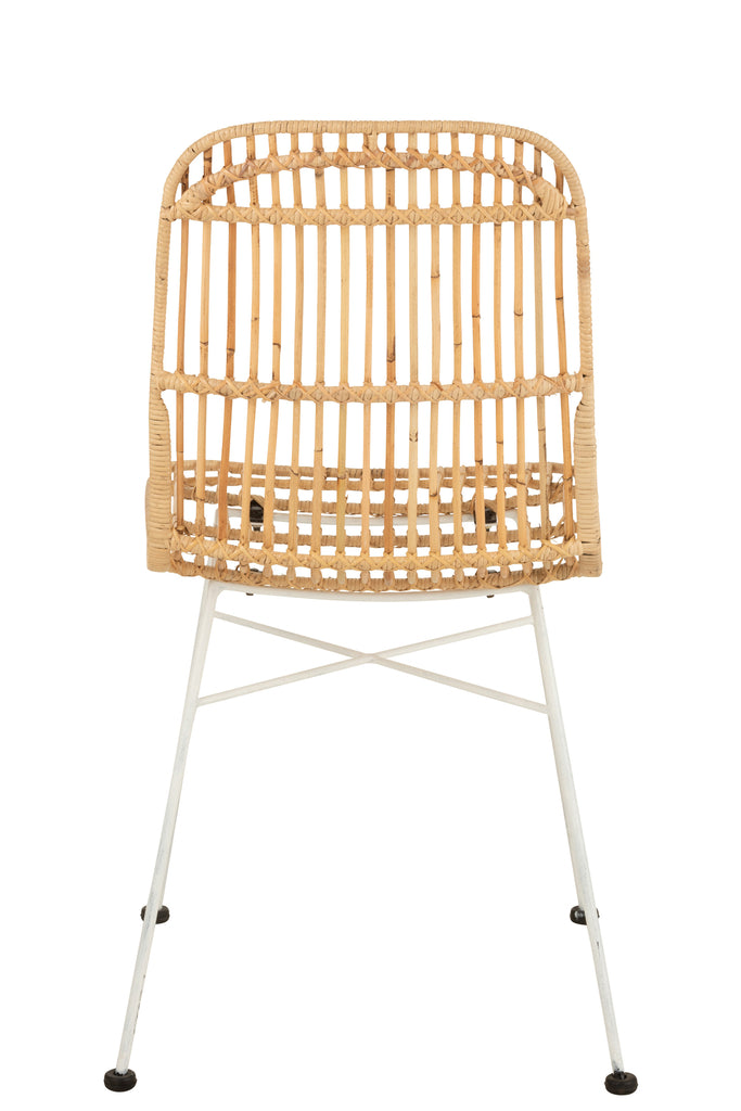 Stoel Ema Rotan/Metaal Natuurlijk/Wit - J-LINE