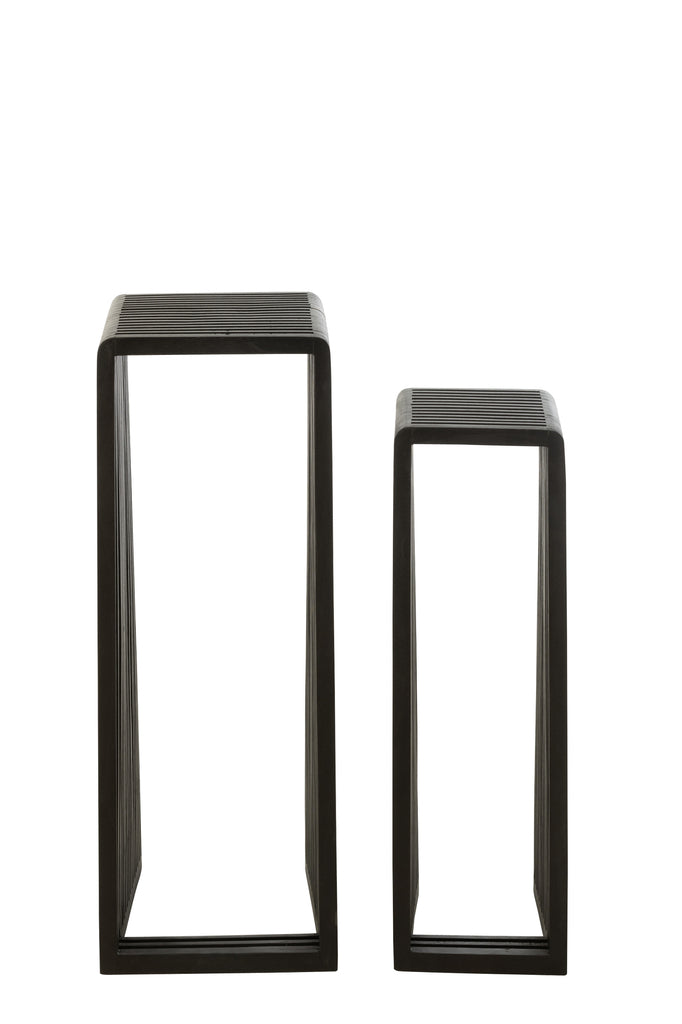 Plantenstand S/2 gerecycleerde teak zwart - J-LINE