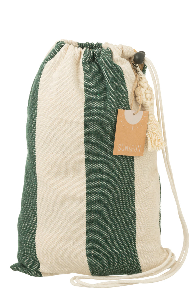 Hangmat brede strepen donkergroen/beige - J-LINE