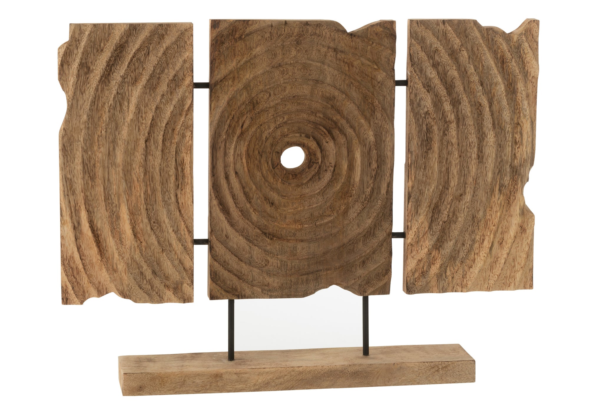 Triptyque sculpté sur socle en bois de manguier - J-LINE