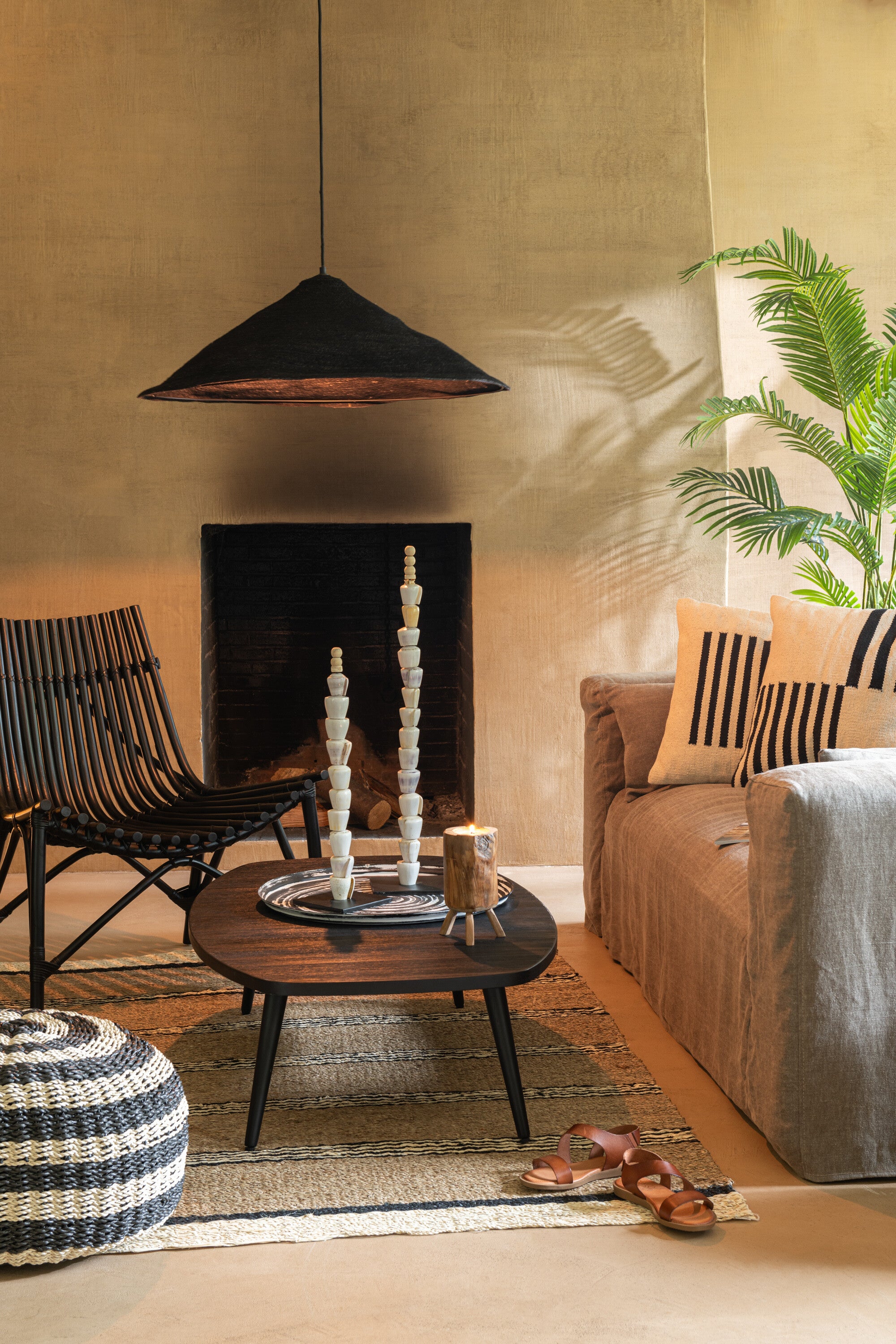 Salontafel Gerecycled Teakhout Zwart - J-LINE