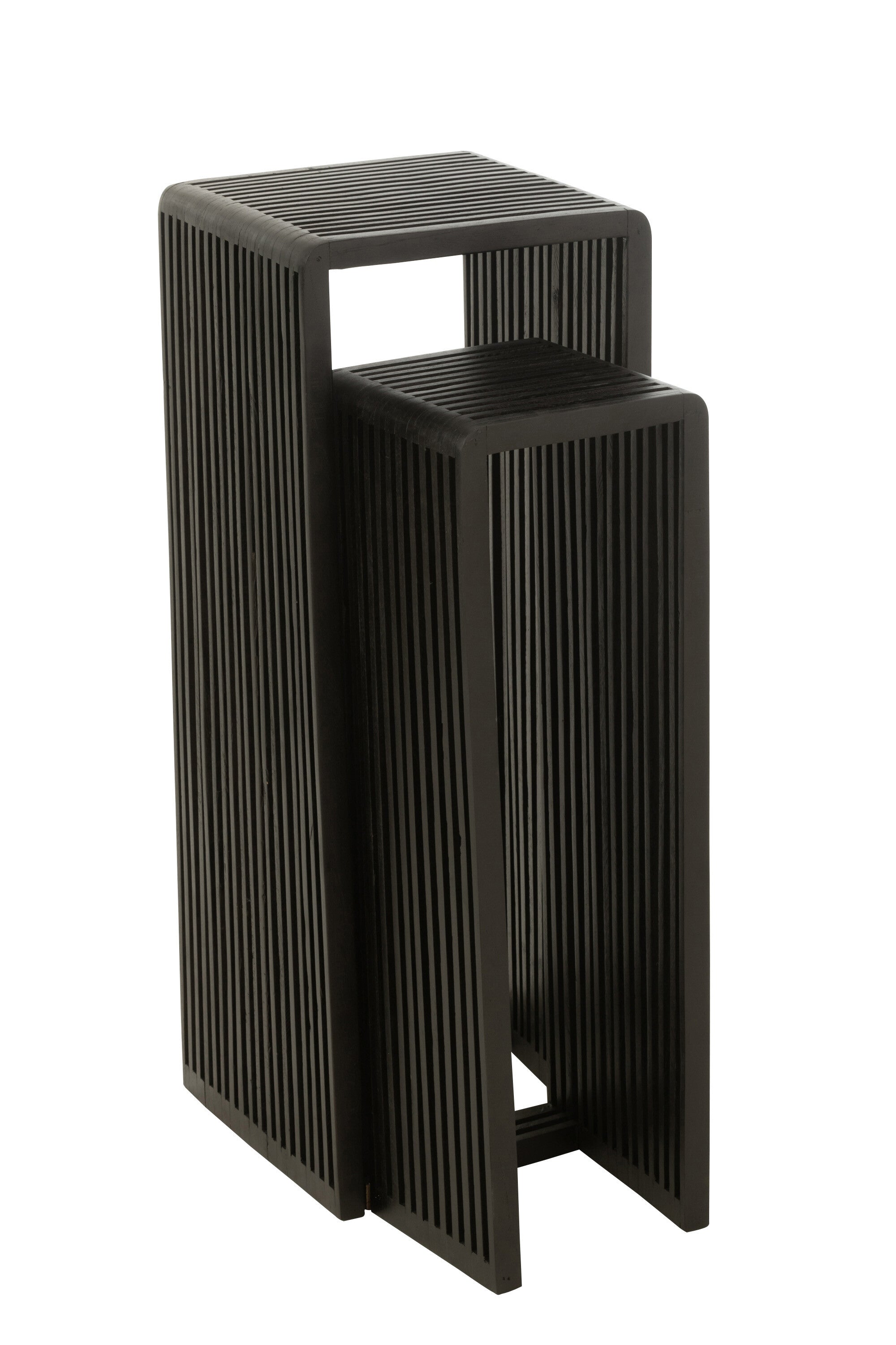 Plantenstand S/2 gerecycleerde teak zwart - J-LINE