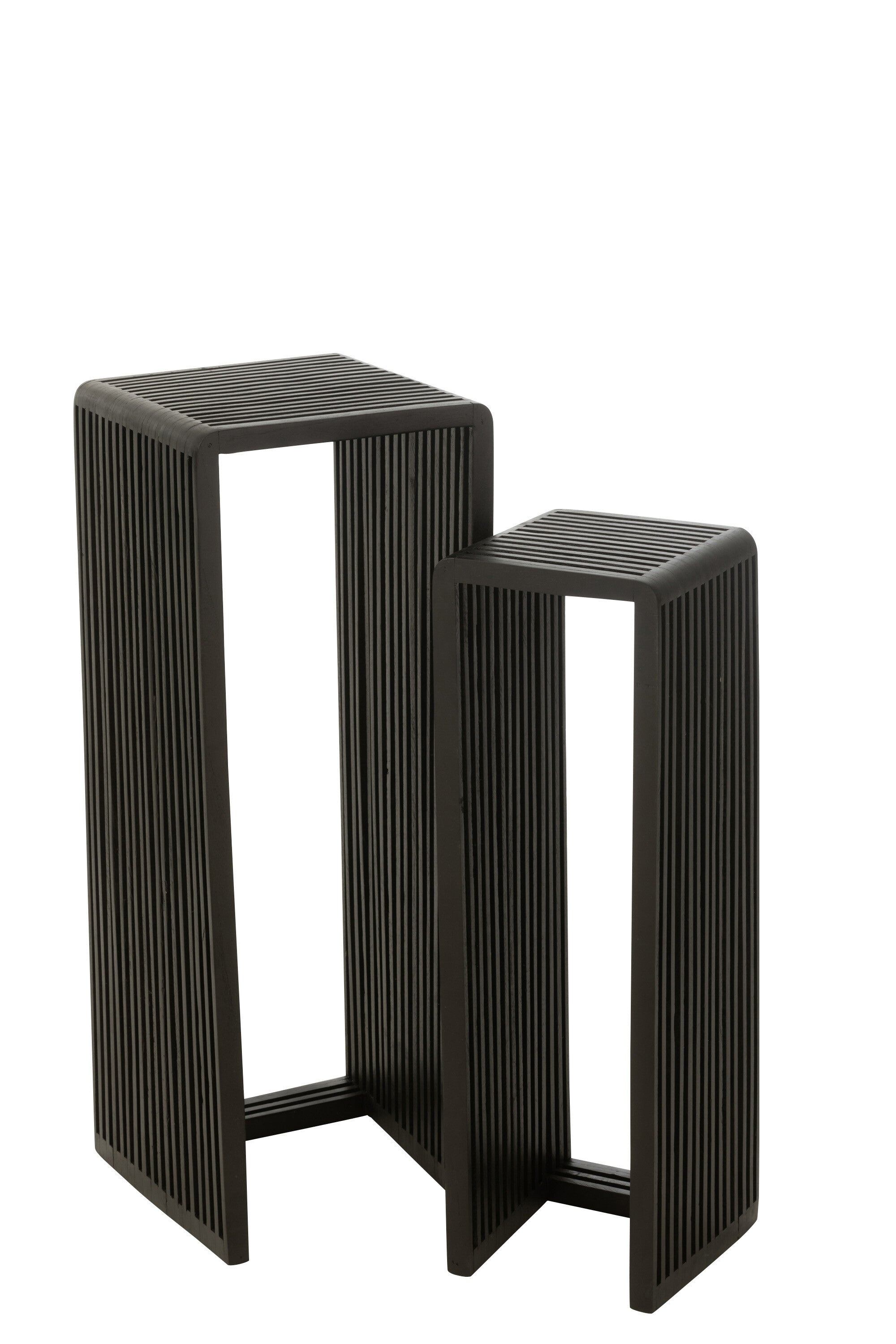 Plantenstand S/2 gerecycleerde teak zwart - J-LINE