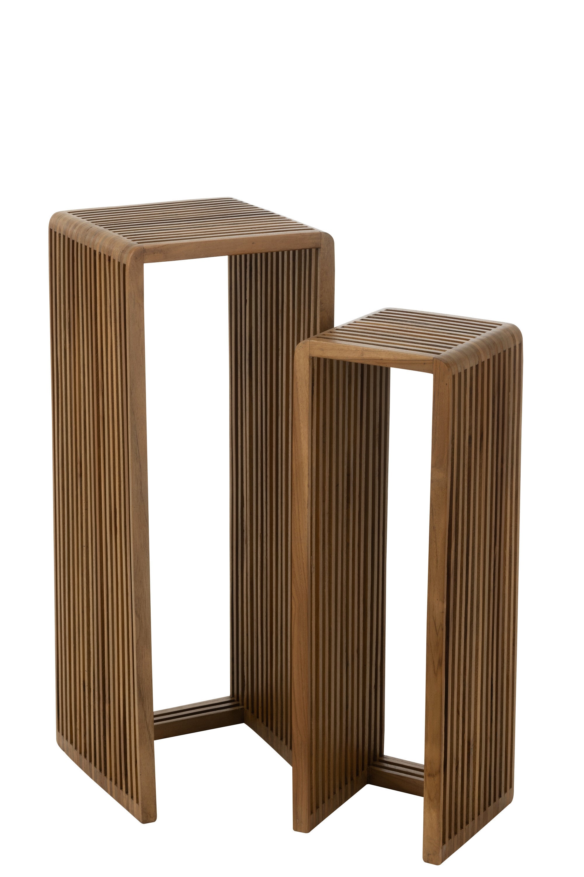 Plantenstand S/2 gerecycleerde teak bruin - J-LINE