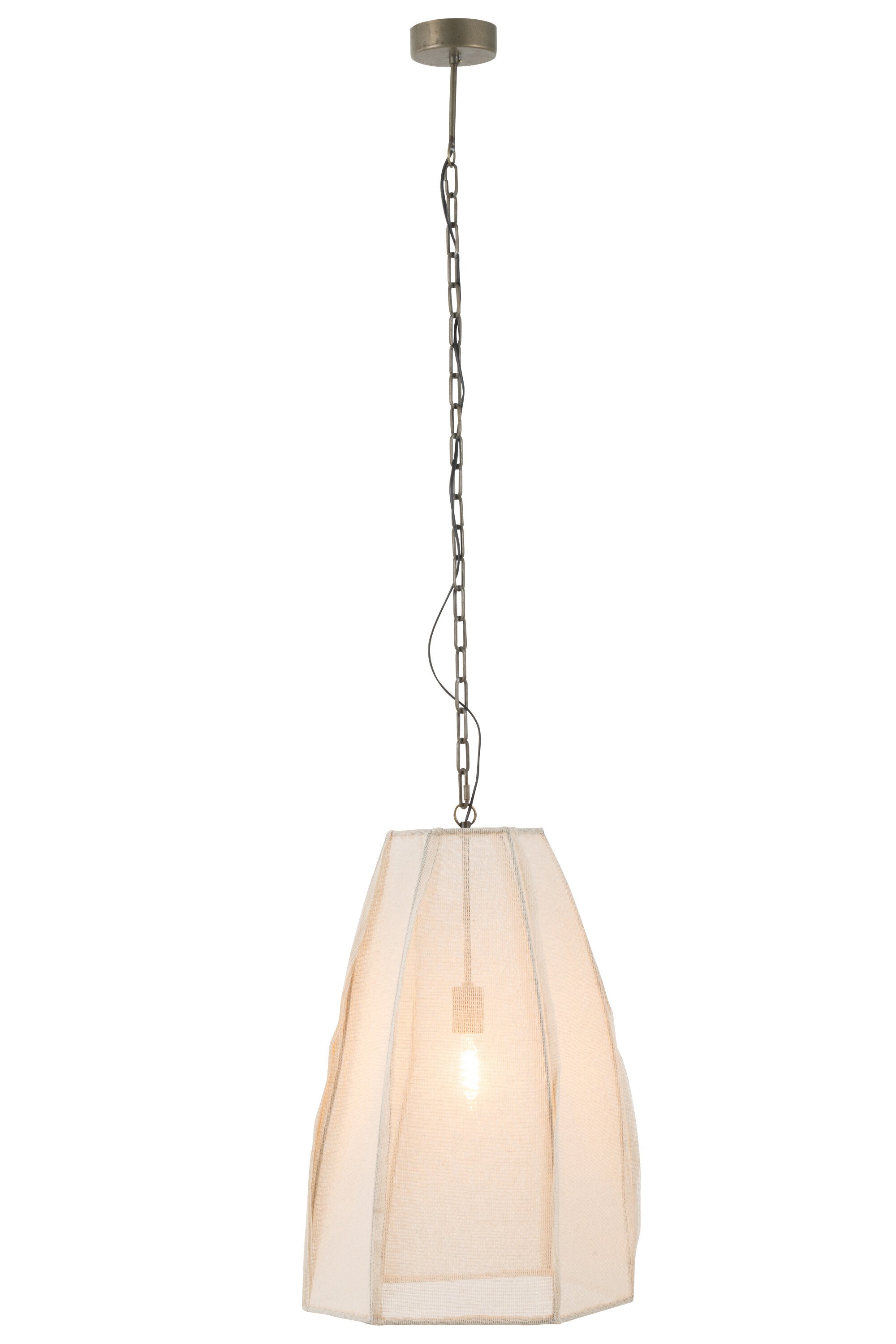 Hanglamp Peer Linnen/IJzer Wit L - J-LINE