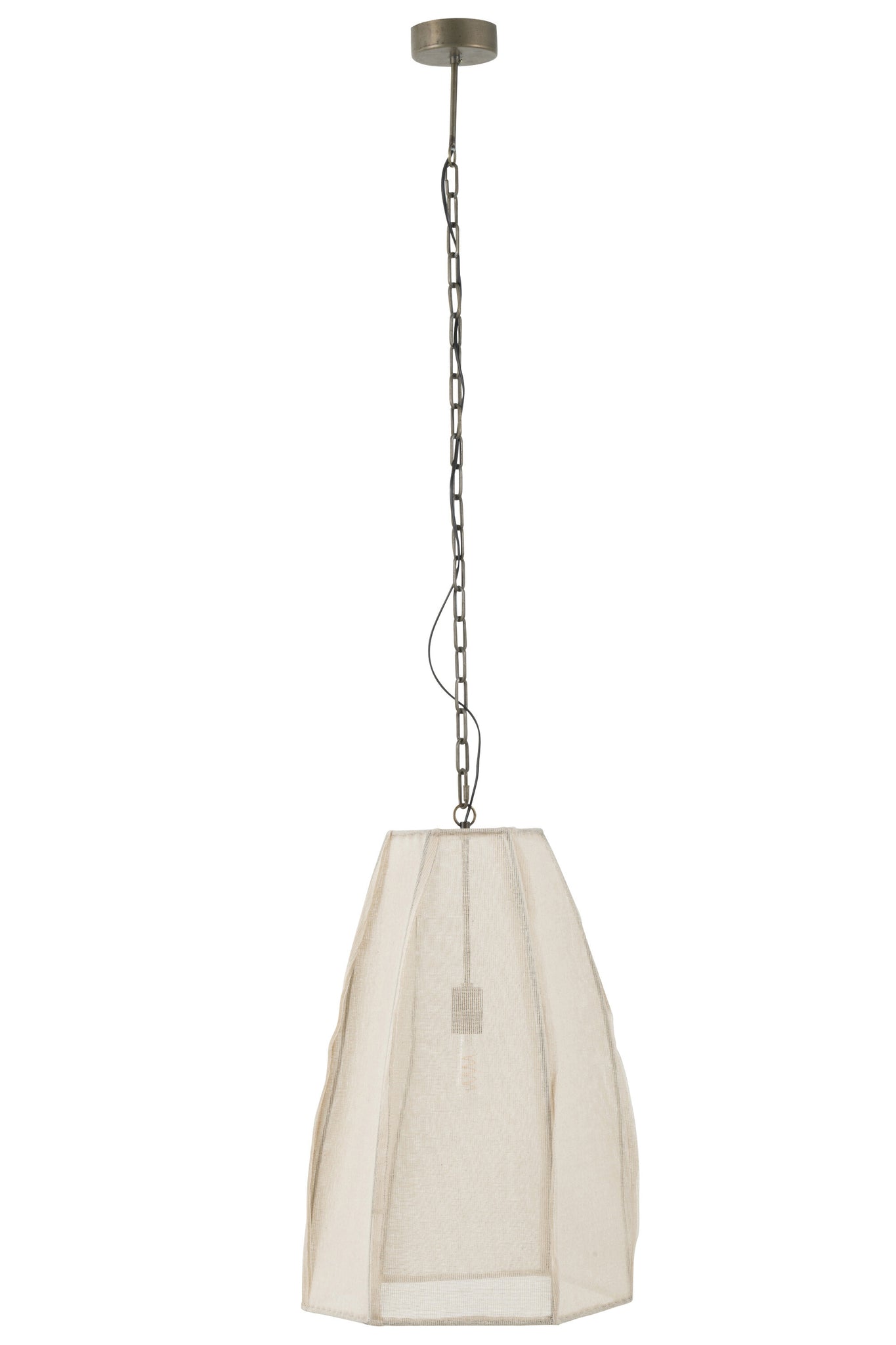 Suspension Poire Lin/Fer Blanc L - J-LINE