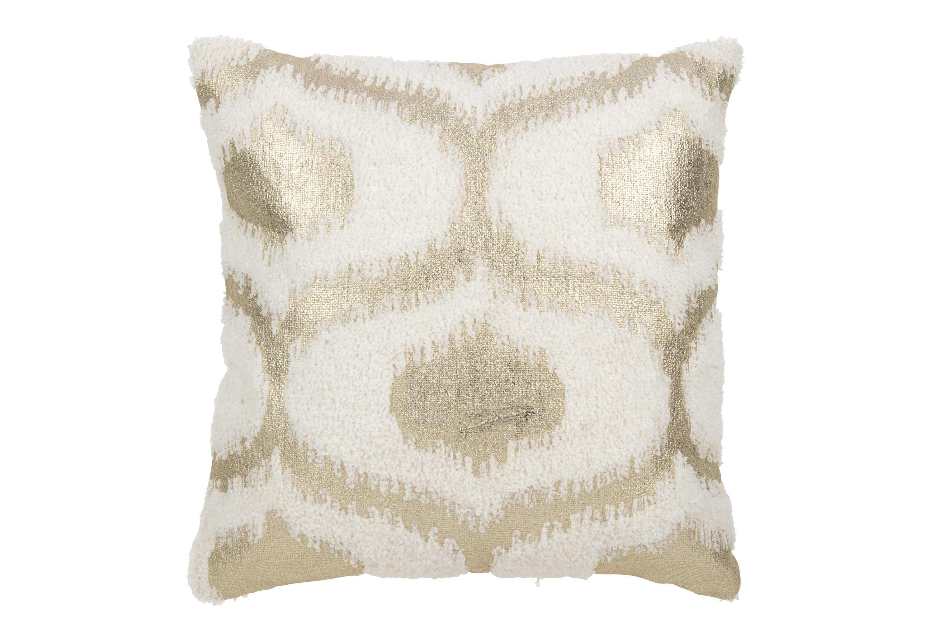 Kussen Folie Print Katoen Wit/Goud - J-LINE