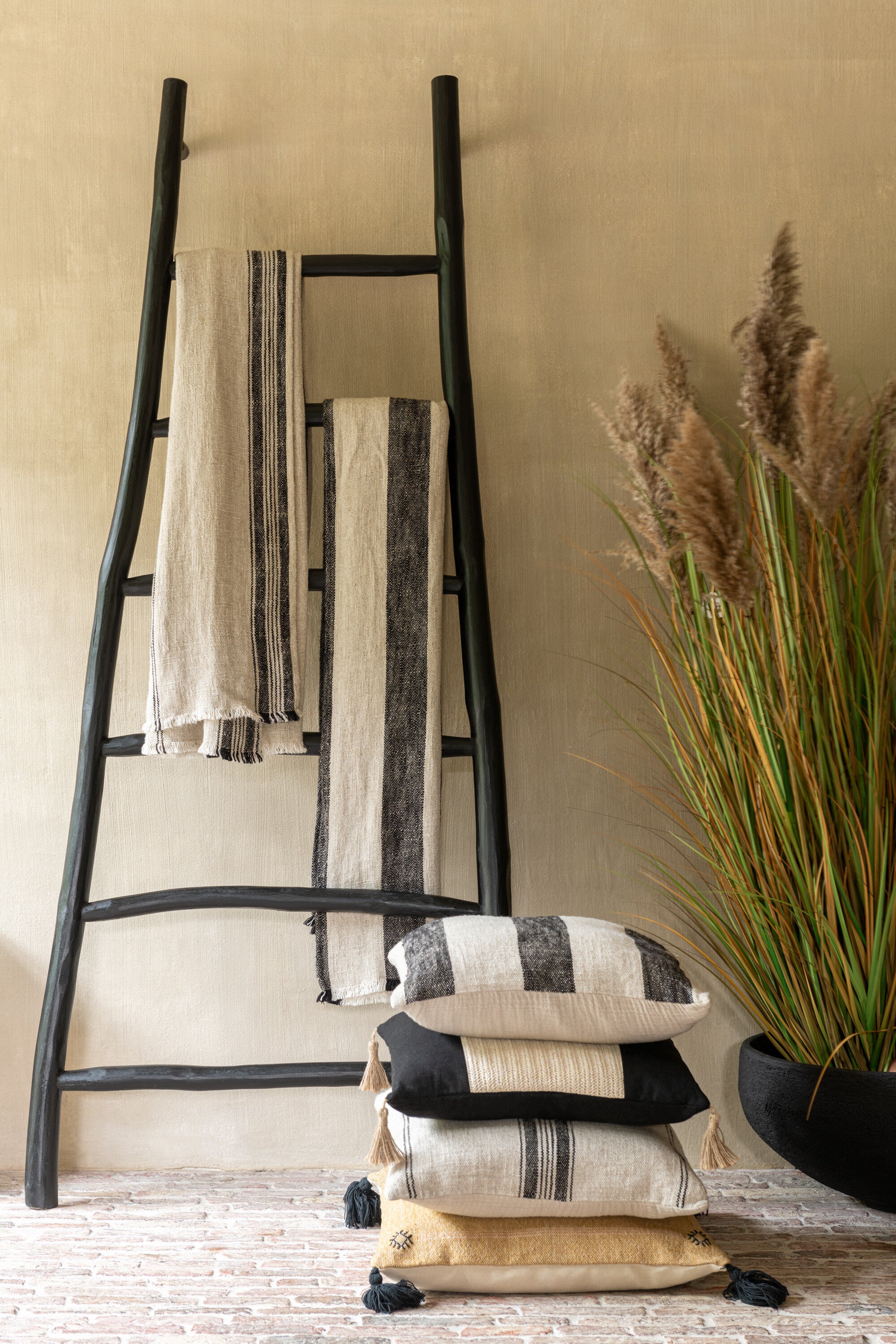 Ladder 6 treden Teakhout Zwart - J-LINE