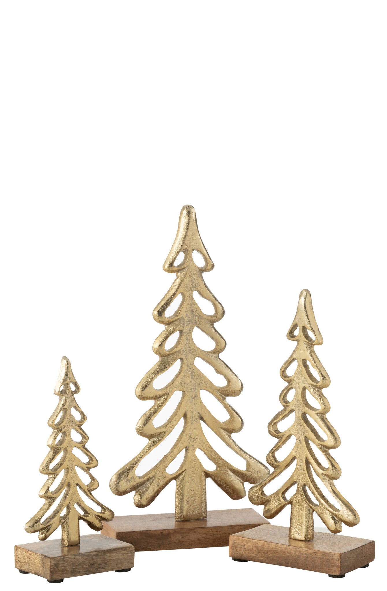 Boom op Voet Aluminium/Hout Goud Groot- J-LINE