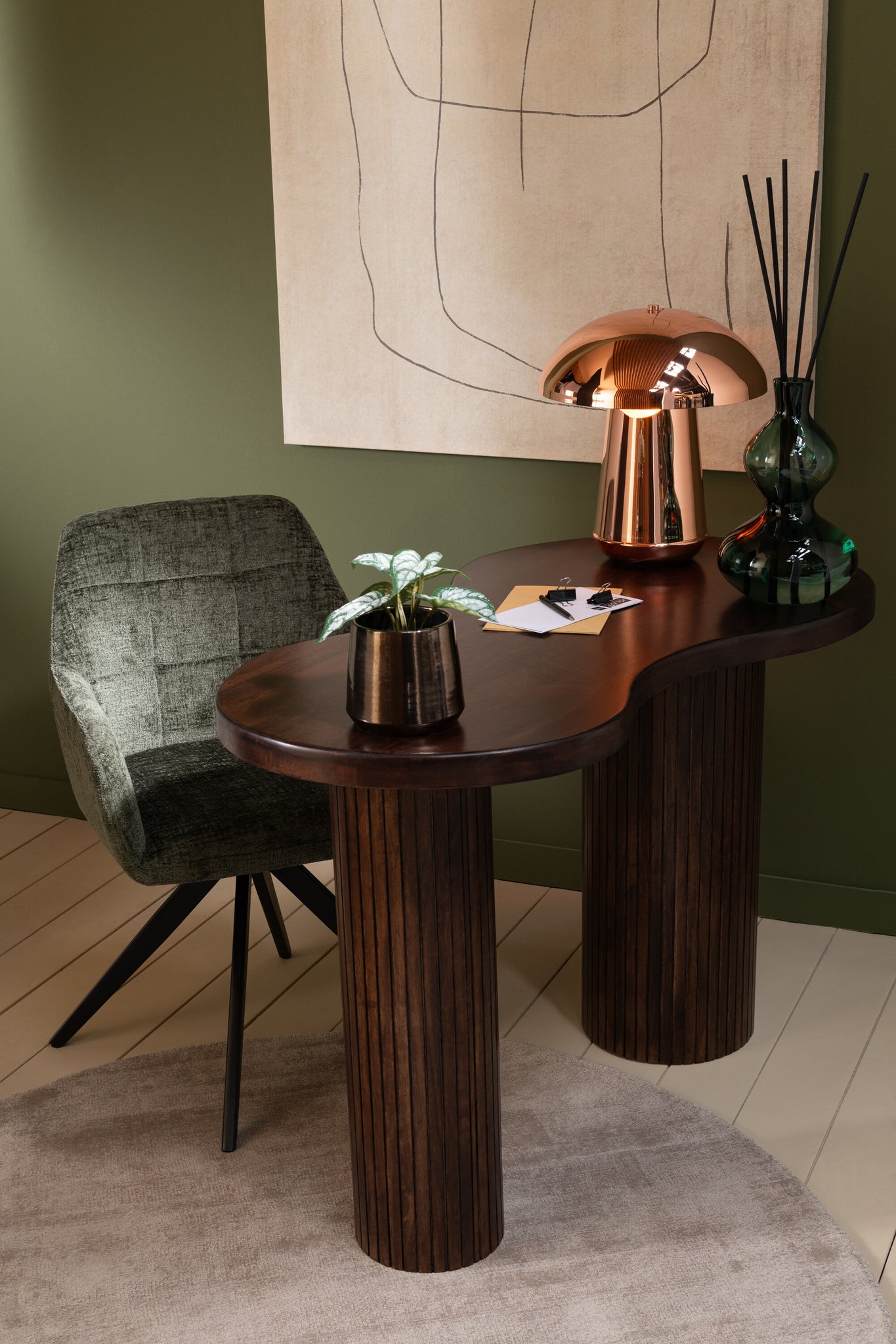 Armstoel Louna IJzer/Acryl Groen - J-LINE