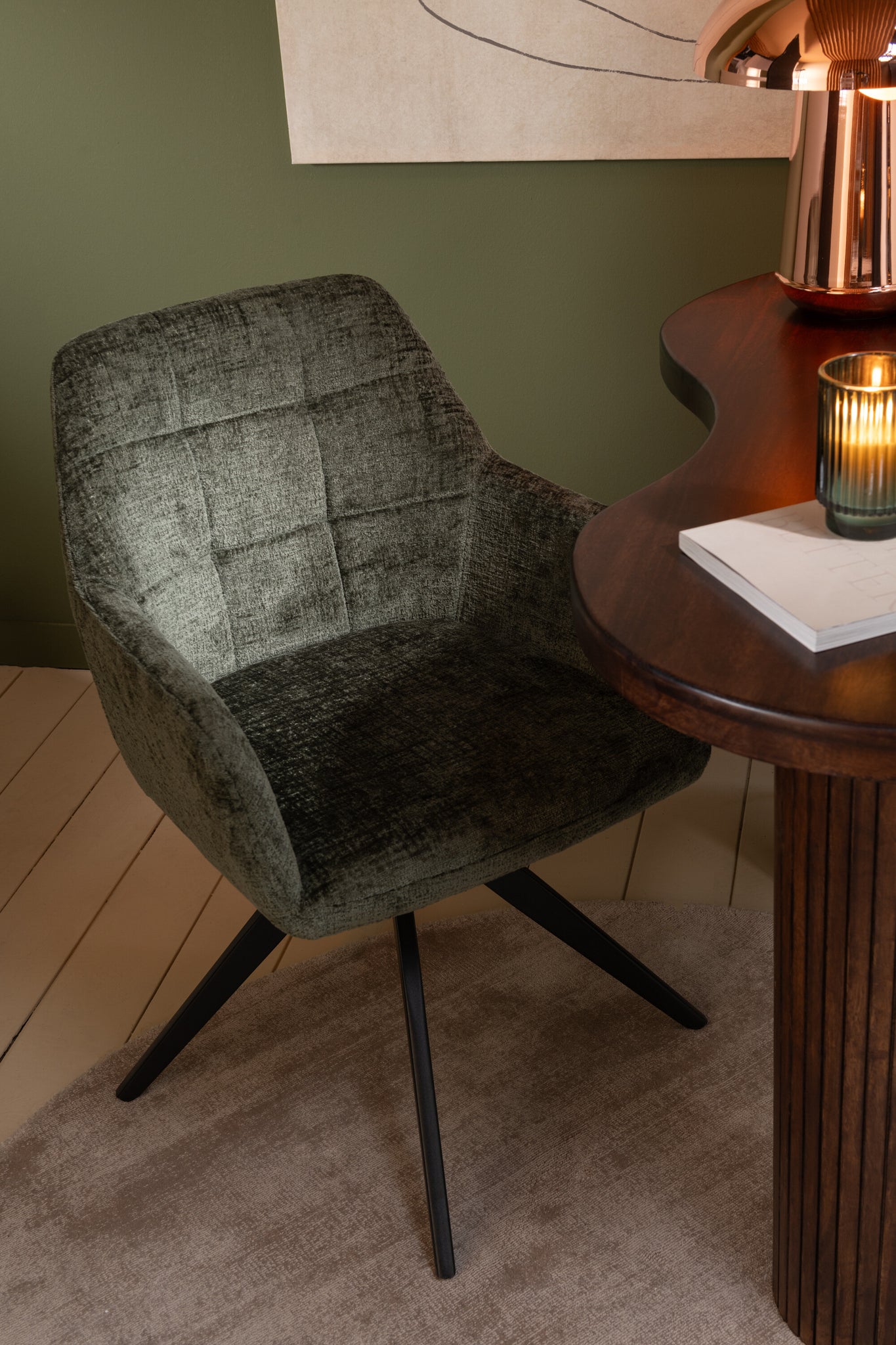 Armstoel Louna IJzer/Acryl Groen - J-LINE