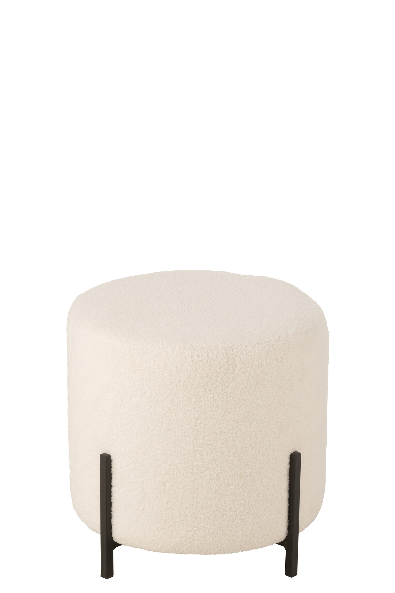 Poef bouclé triplex/polyester wit/zwart - J-LINE