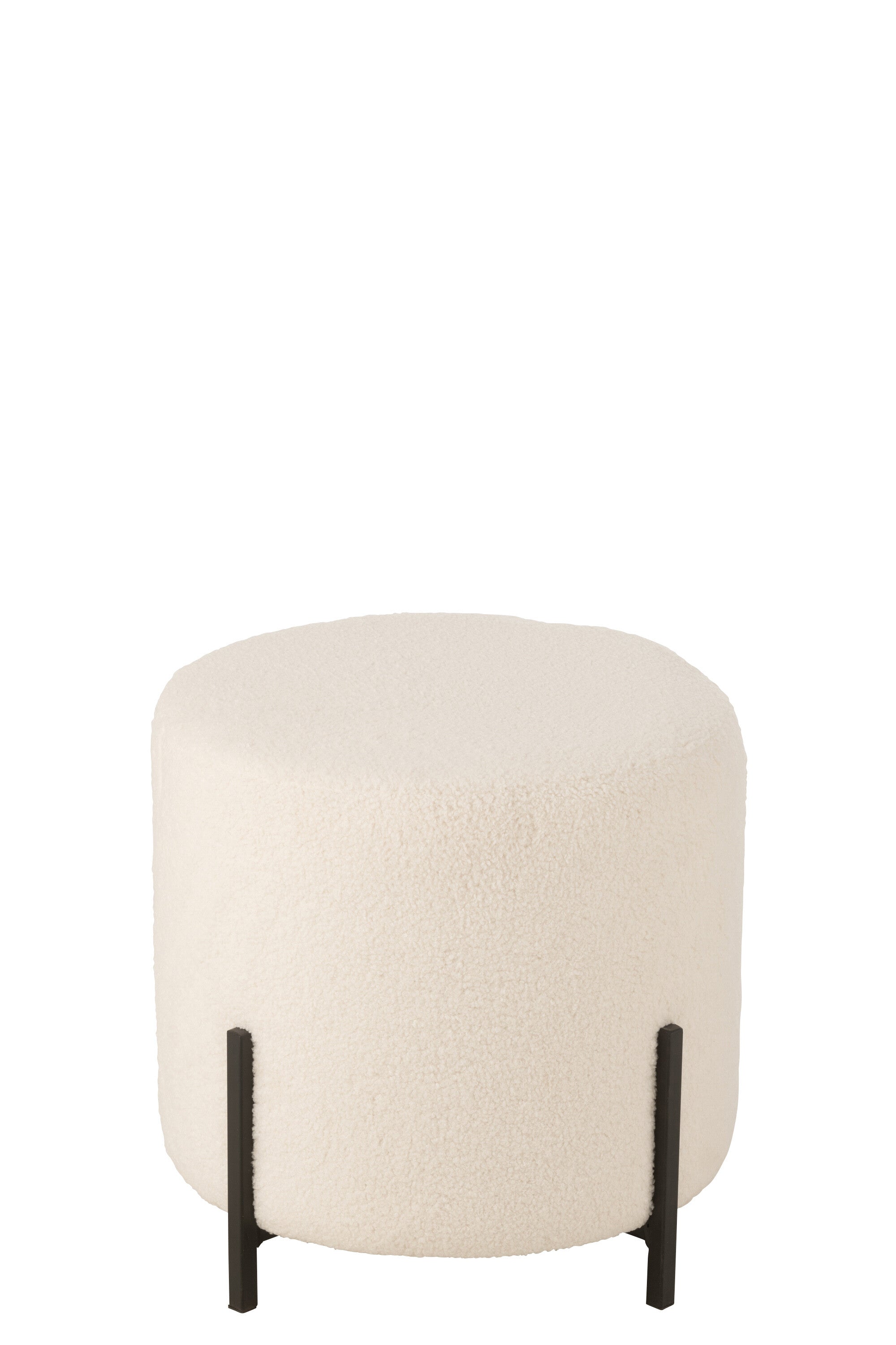 Poef bouclé triplex/polyester wit/zwart - J-LINE