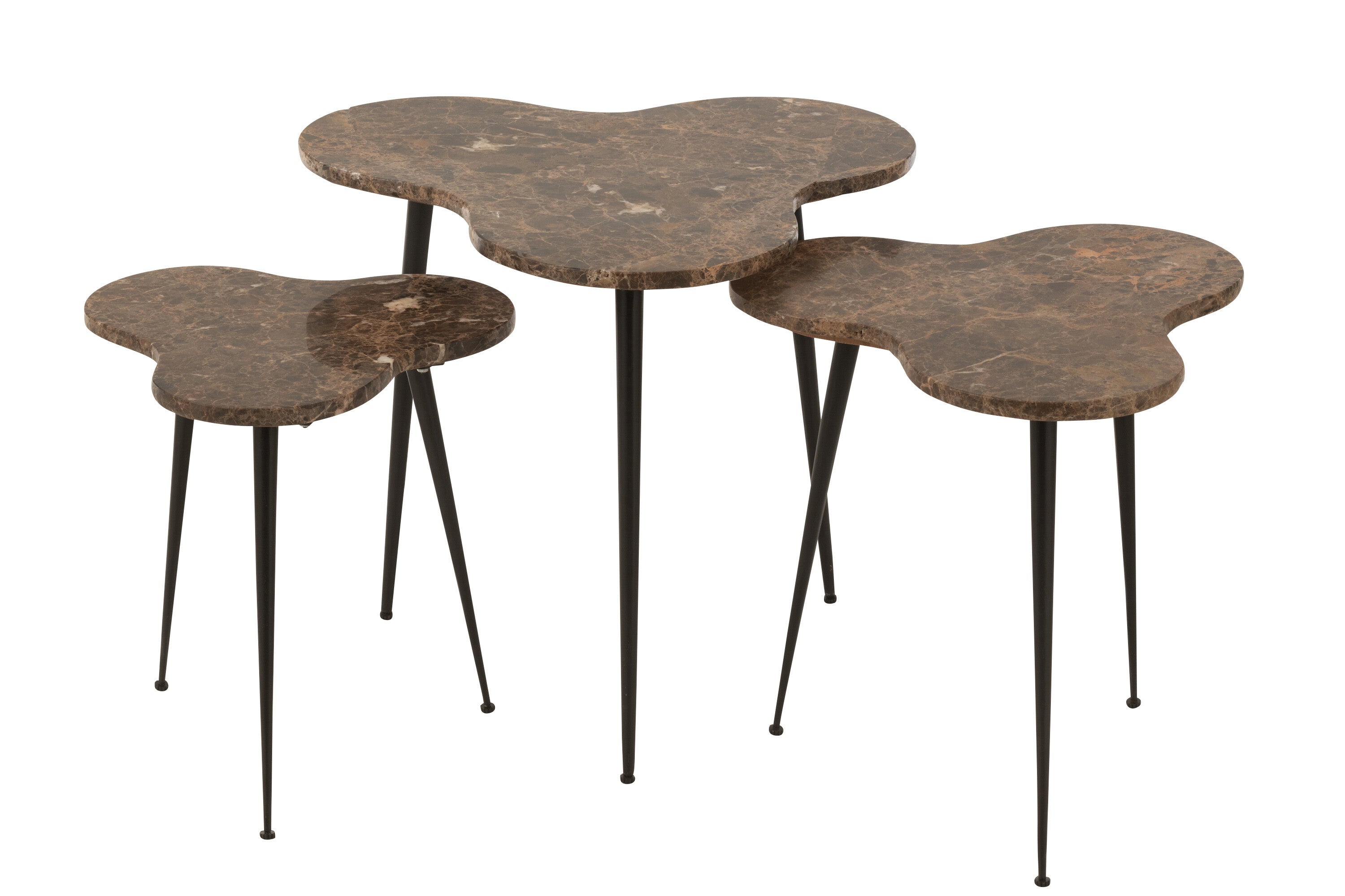 bijzettafels Bee S/3 marmer/metaal - J-LINE