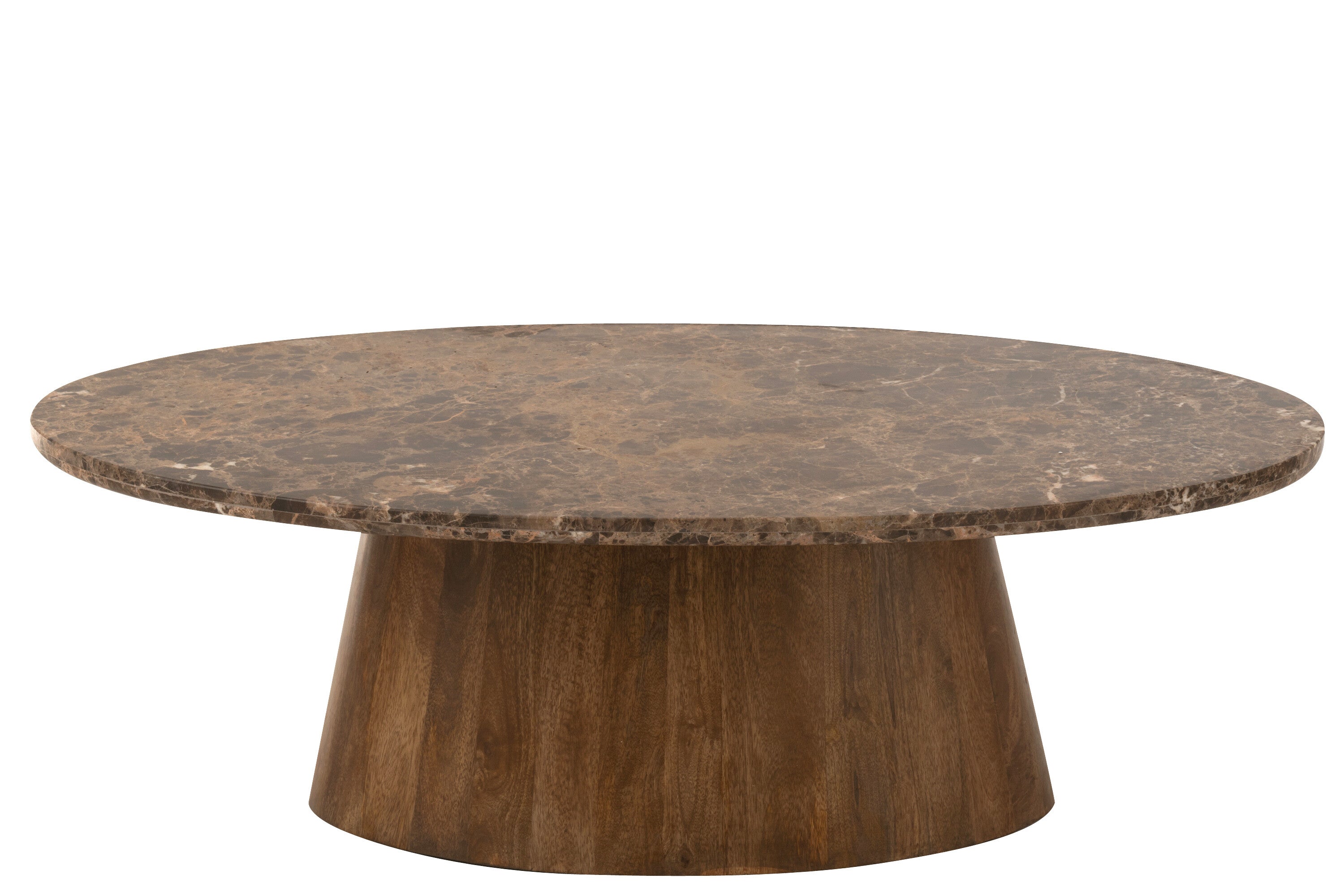 Salontafel Ovaal Marmer/Mangohout Bruin - J-LINE