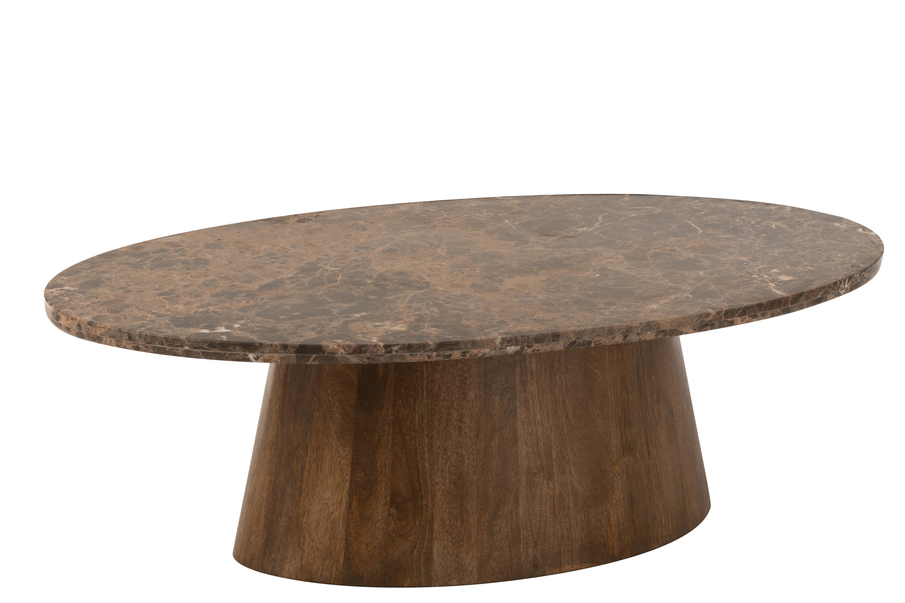 Salontafel Ovaal Marmer/Mangohout Bruin - J-LINE