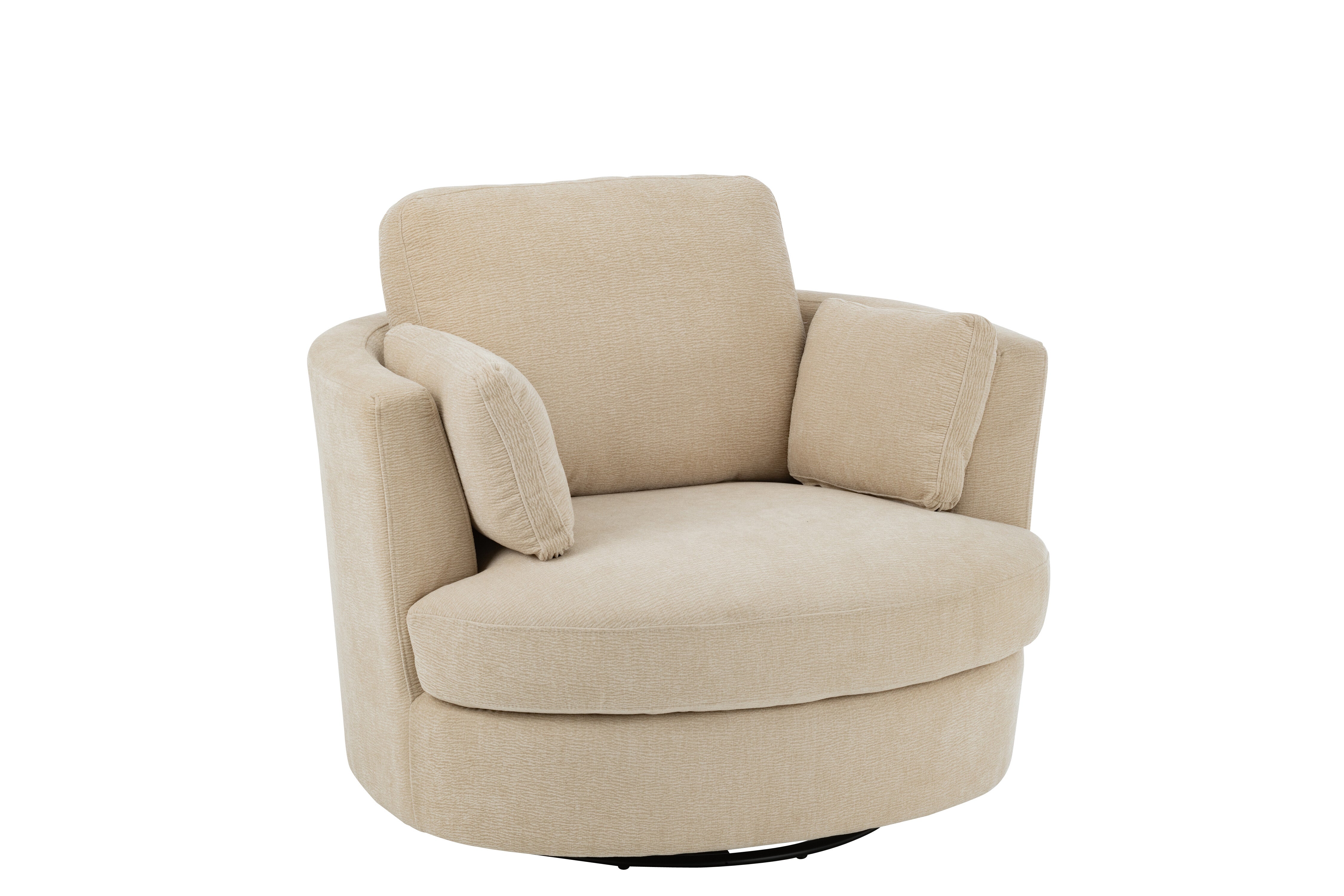 Lounge stoel Draaibaar Populierenhout/Schuim Beige - J-LINE