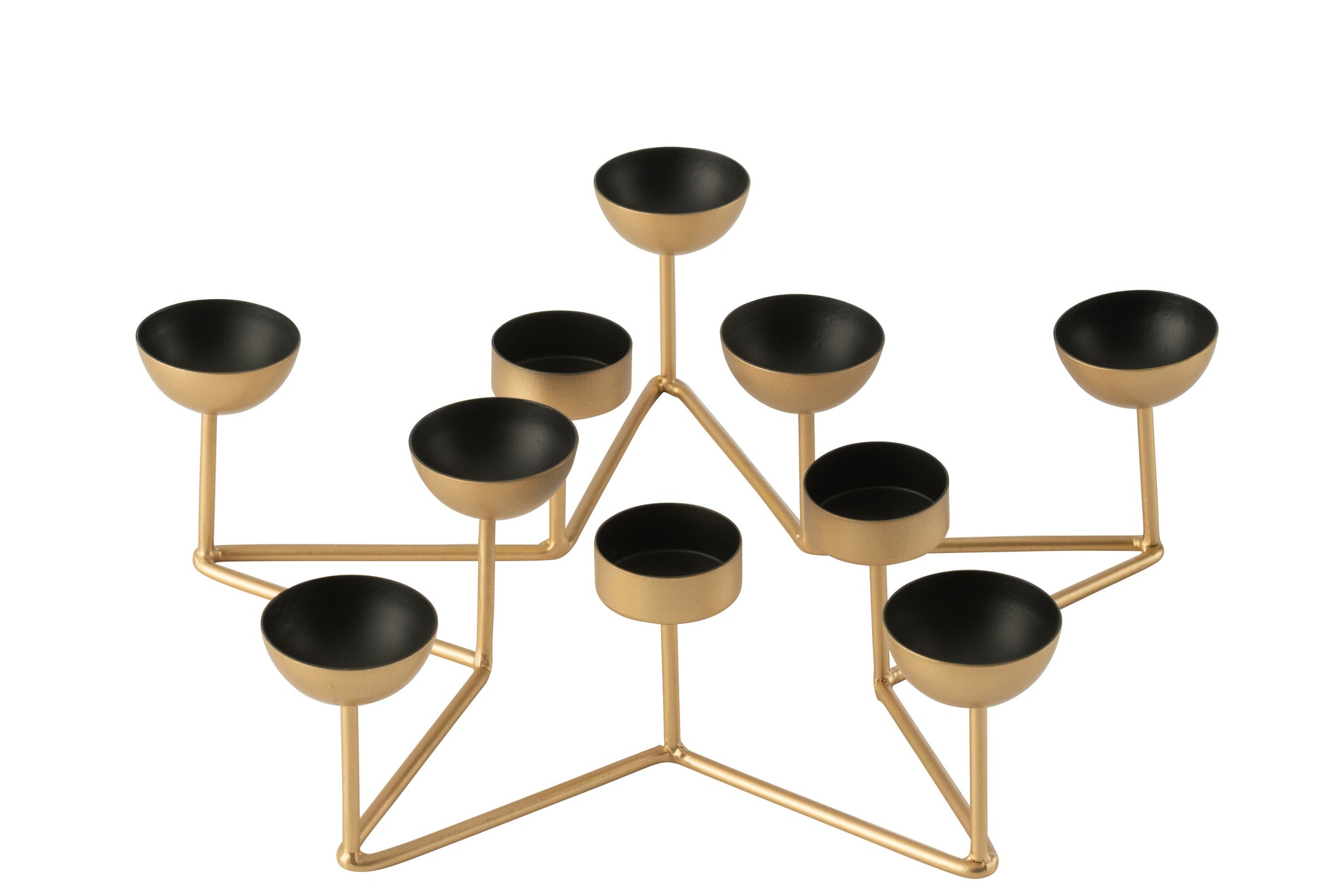 Theelichthouder Ster Metaal Zwart/Goud- J-LINE