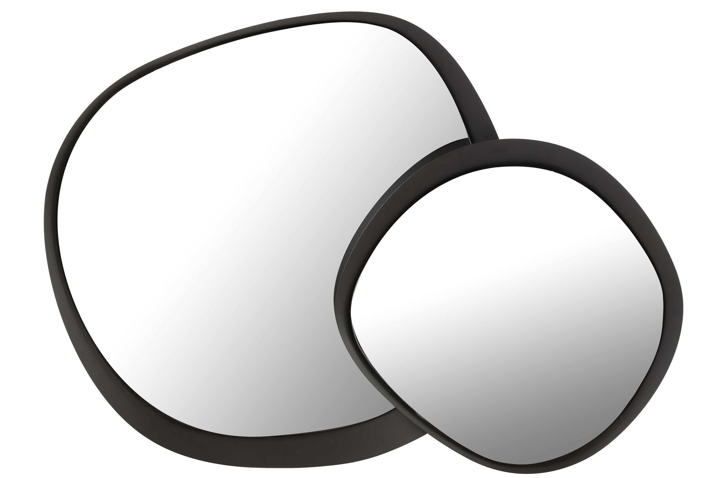 Wandspiegel rond metaal/glas zwart L - J-LINE