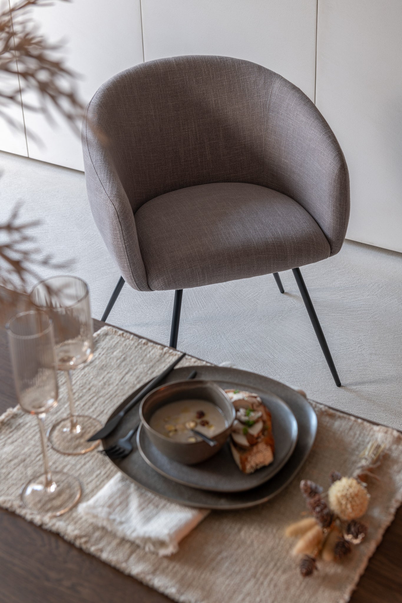 Fauteuil Wales Acier/Mousse Taupe - J-LINE